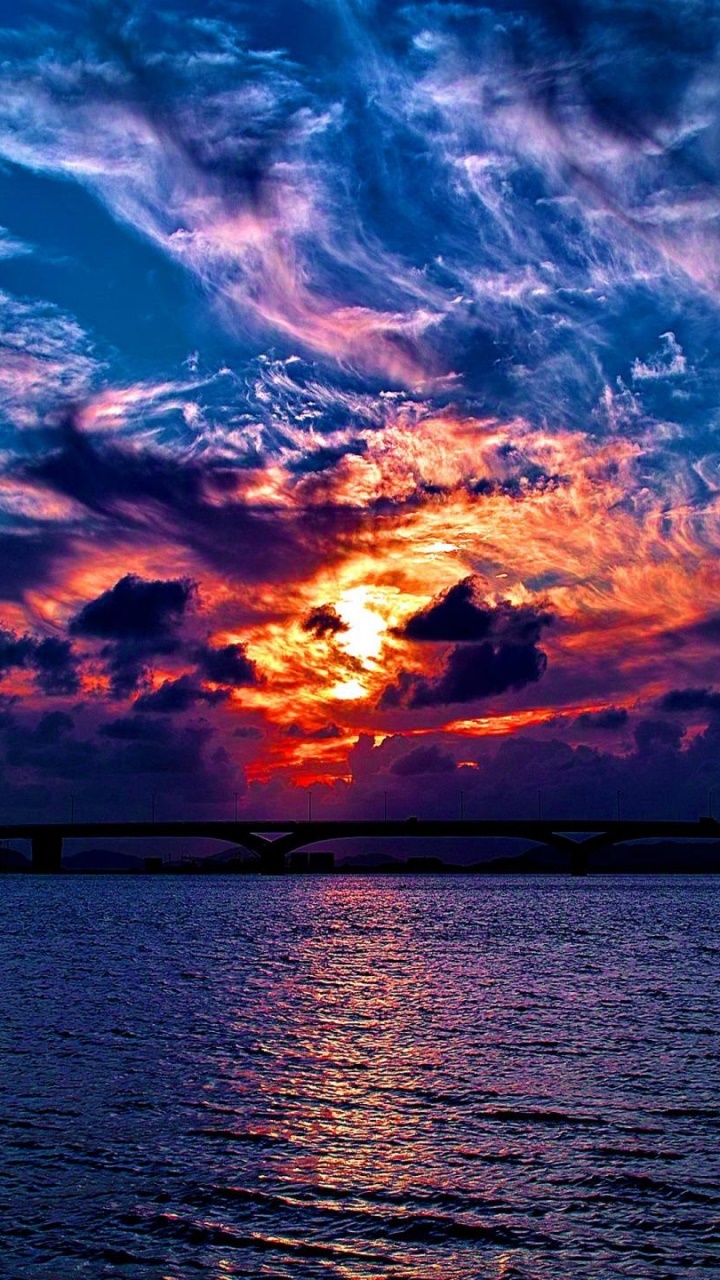 Photography Sunset, Earth, Sky, Sea, Ocean, Bridge, 720x1280, Phone HD Wallpaper
