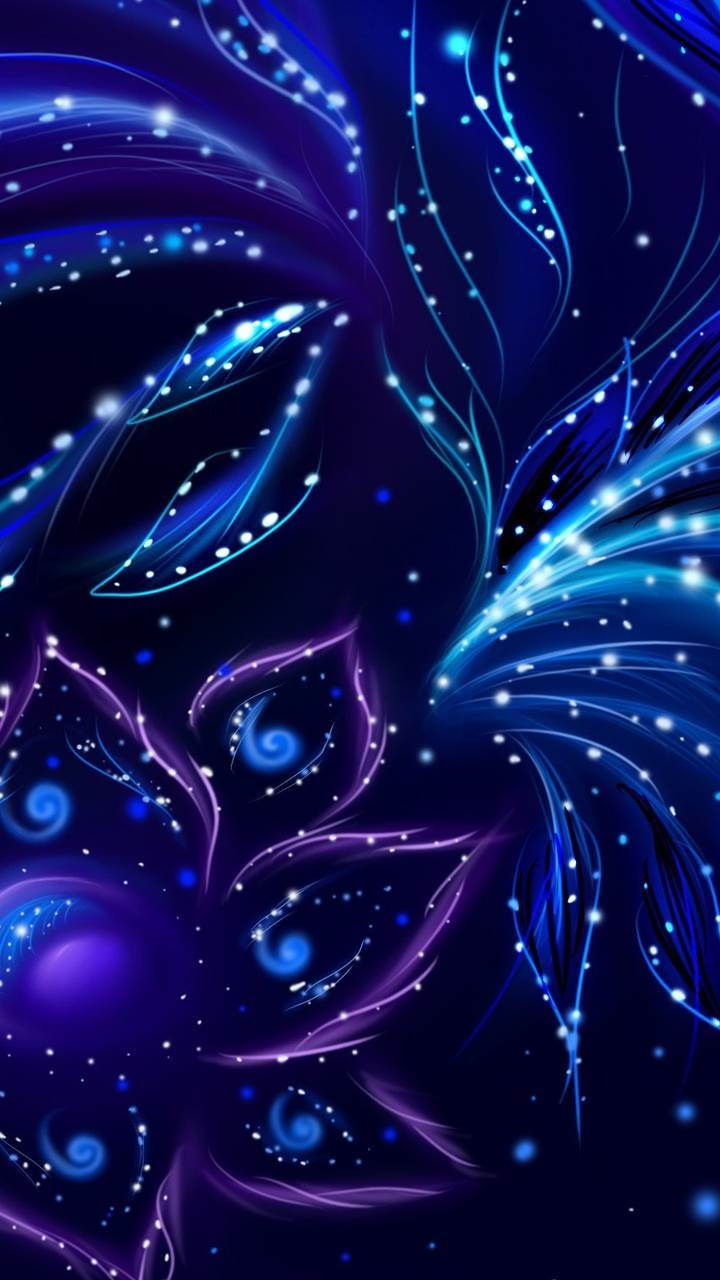 Artistic Flower, Sparkles, Blue, 720x1280, Phone HD Wallpaper