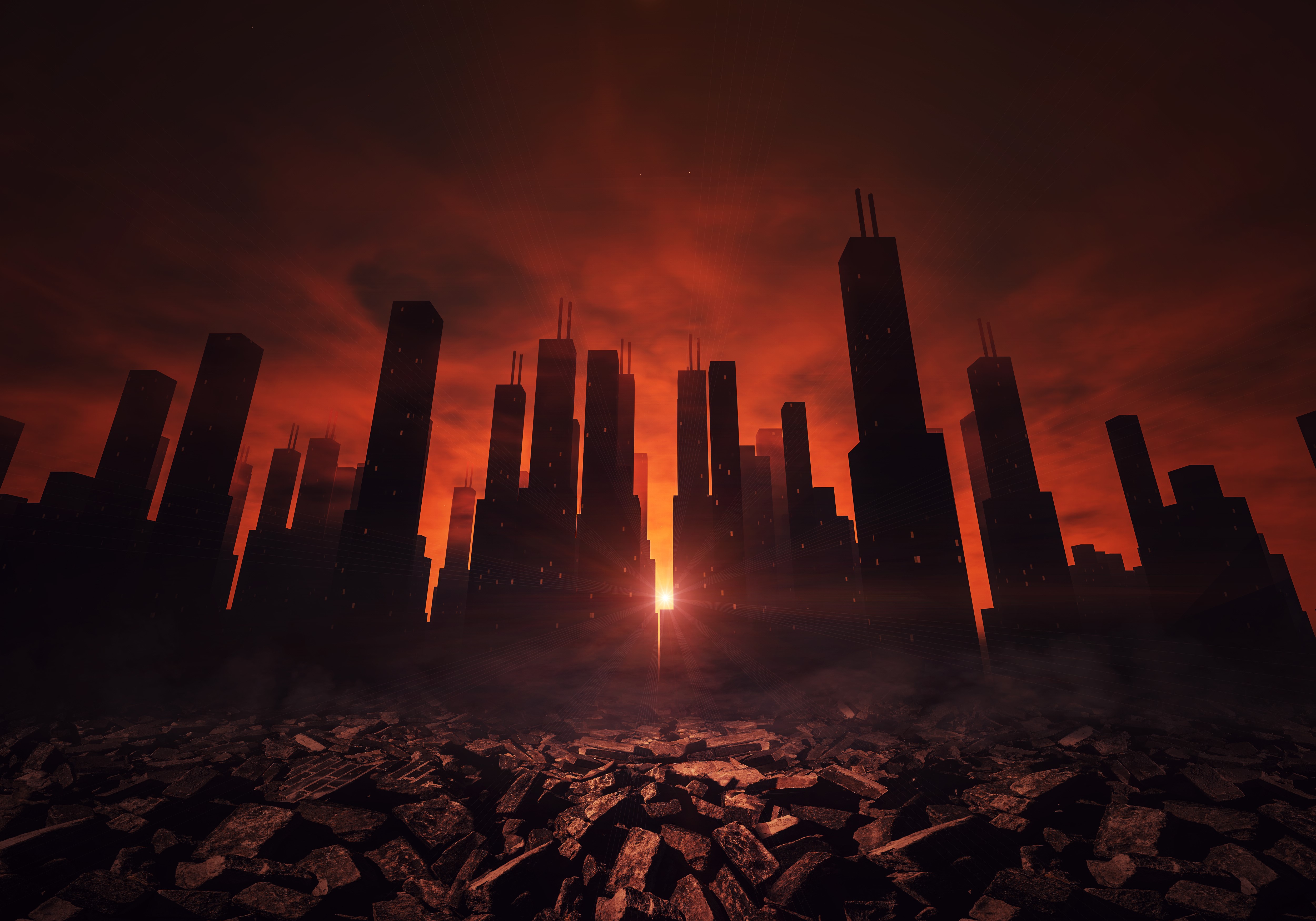 minimalism, minimalist, skycrapper, hd, 4k, 5k, artist, artwork, digital art, HD Wallpaper