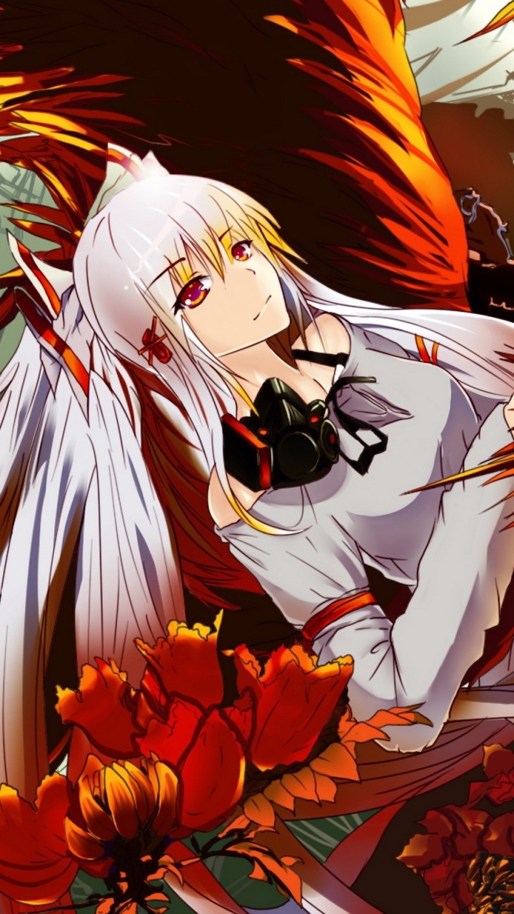 Anime Touhou, Fujiwara No Mokou, 720x1280, Phone HD Wallpaper