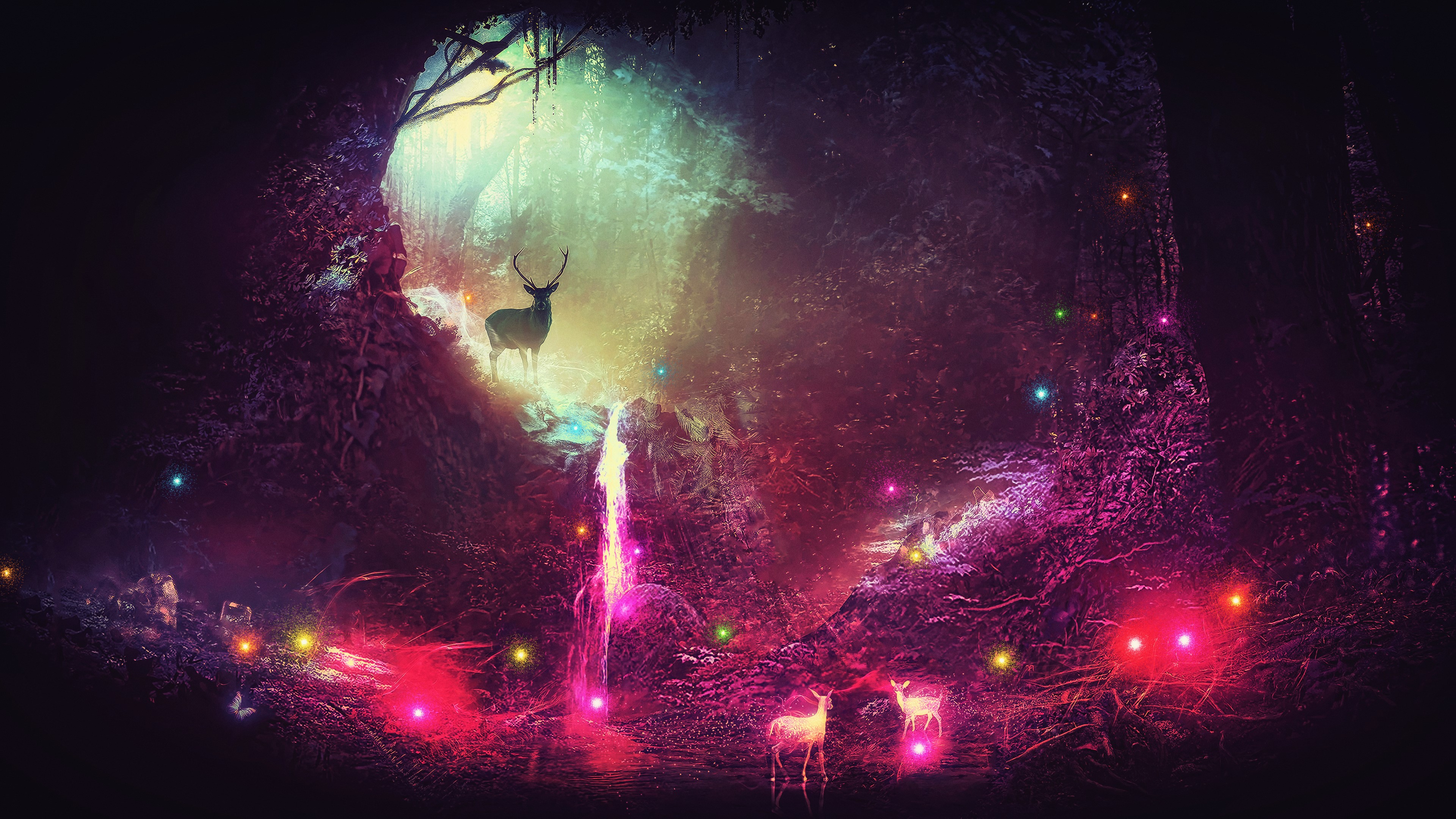 fantasy, deer, artwork, 4k, artist, hd, HD Wallpaper