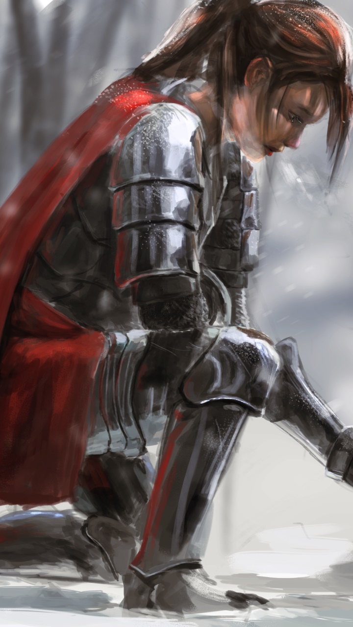 Fantasy Knight, Woman Warrior, Cape, Armor, 720x1280, Phone HD Wallpaper