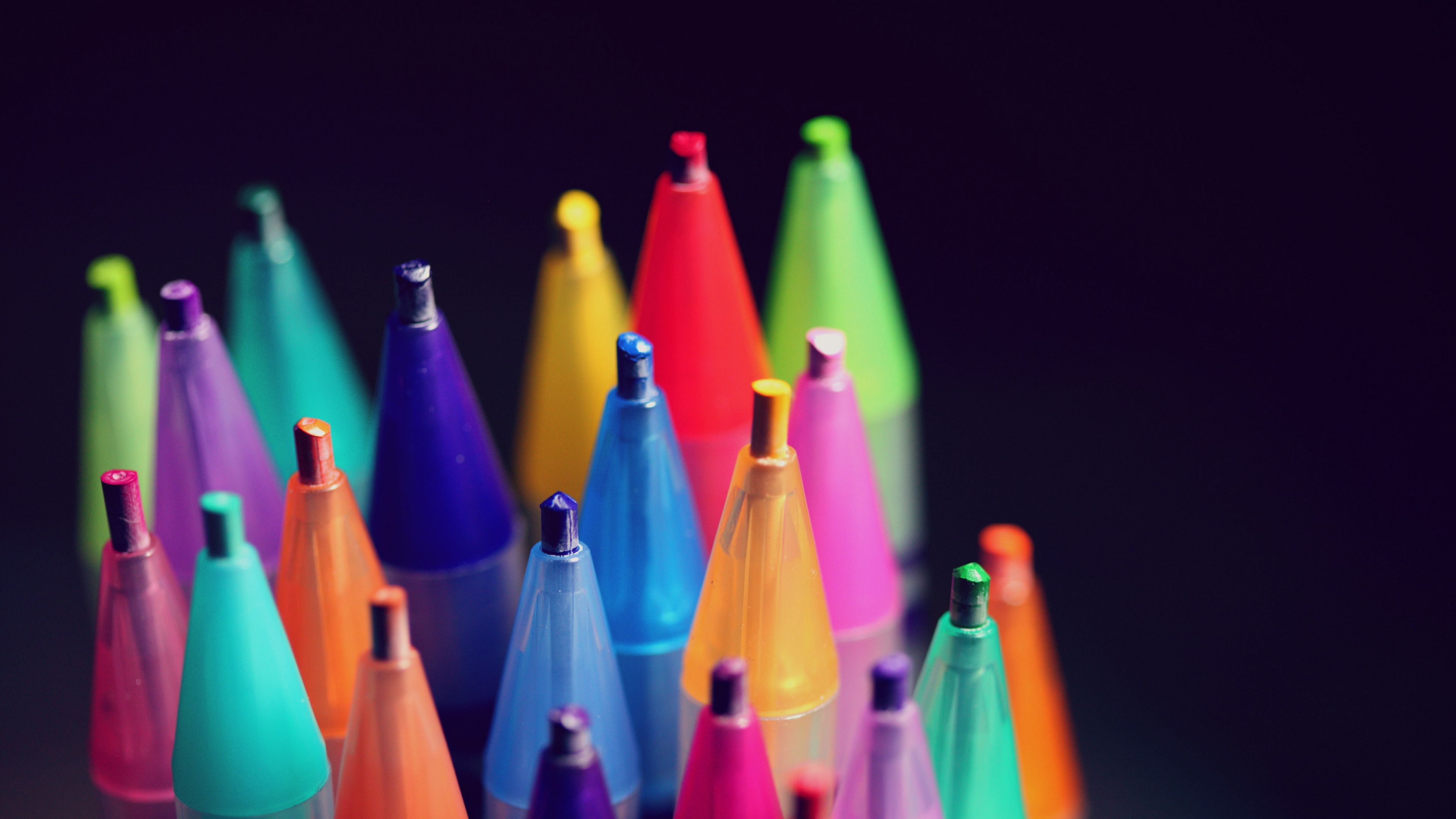 pens, pencils, multi-color, 4k, HD Wallpaper