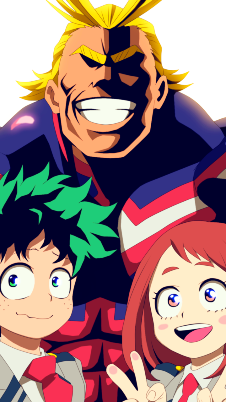 Anime My Hero Academia, Izuku Midoriya, All Might, Ochaco Uraraka, Toshinori Yagi, 720x1280, Phone HD Wallpaper