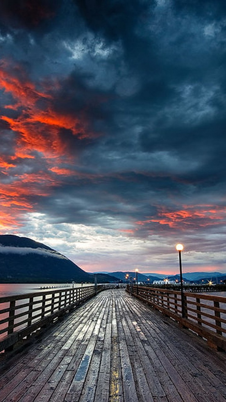 Photography Sunset, Red, Wharf, Sky, Ocean, 720x1280, Phone HD Wallpaper