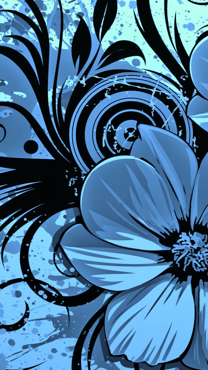 Artistic Flower, Blue, 720x1280, Phone HD Wallpaper