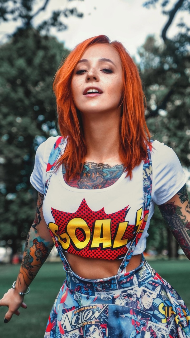 Women Tattoo, Redhead, Depth Of Field, Model, 720x1280, Phone HD Wallpaper