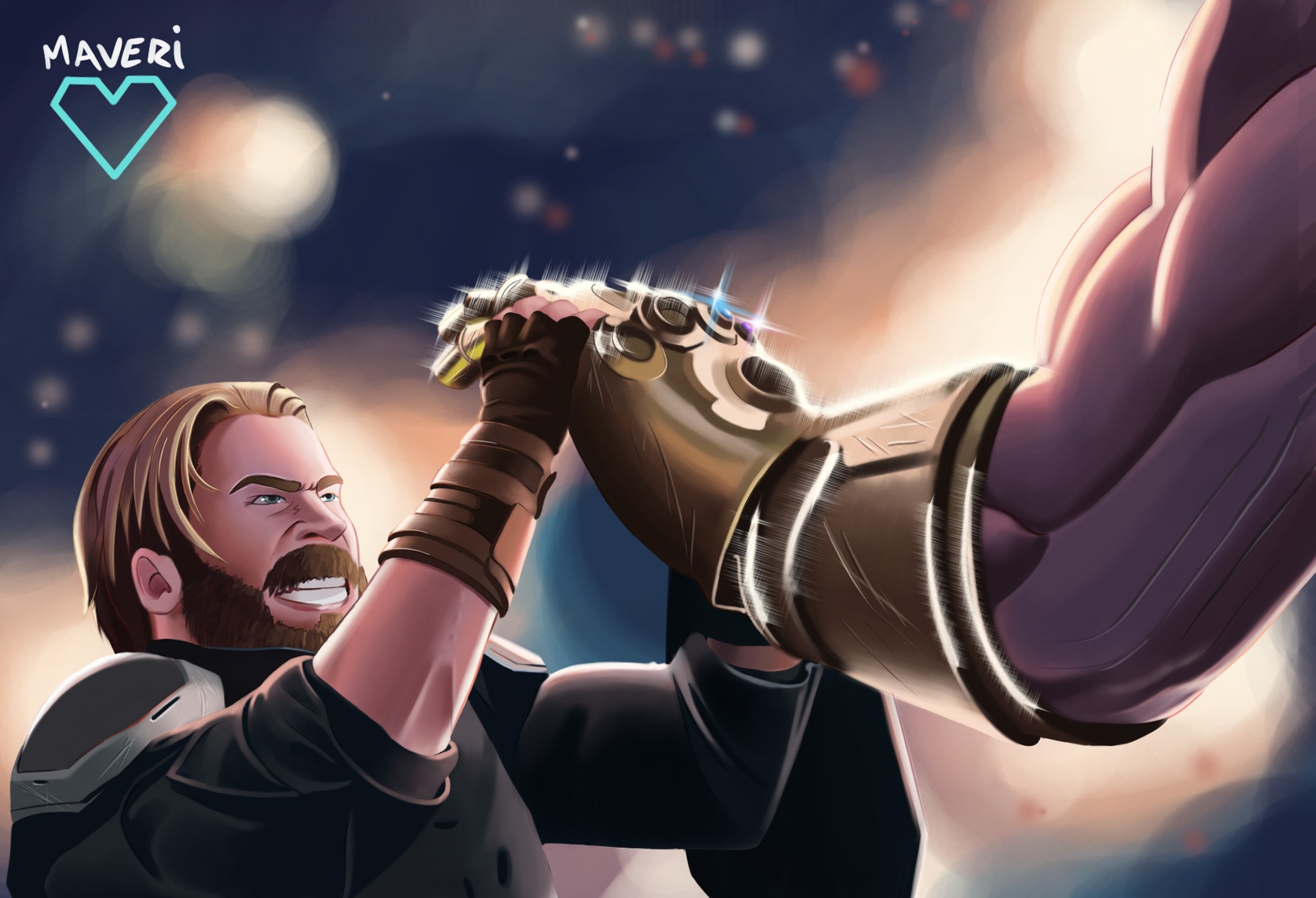 captain america, thanos, avengers infinity war, artwork, hd, artist, deviantart, artwork, HD Wallpaper