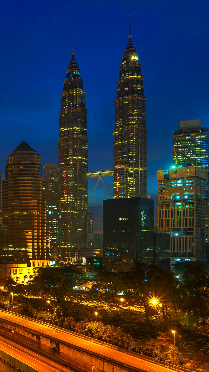 Man Made Kuala Lumpur, Road, Malaysia, Night, Light, Building, 720x1280, Phone HD Wallpaper