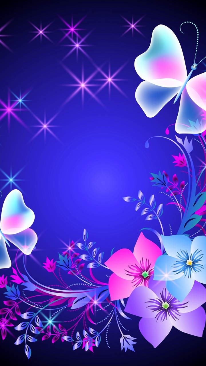Artistic Flower, Colorful, Butterfly, 720x1280, Phone HD Wallpaper