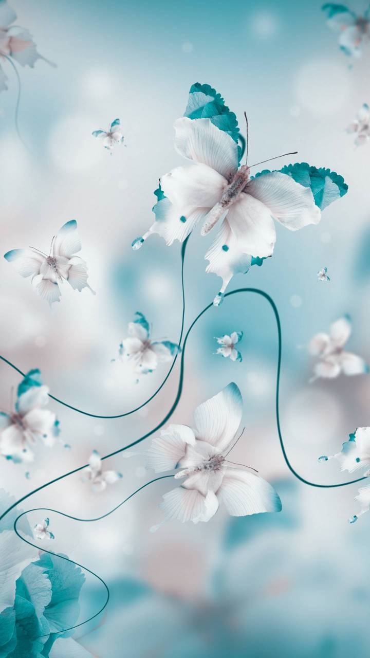 Artistic Butterfly, Blue, White, 720x1280, Phone HD Wallpaper