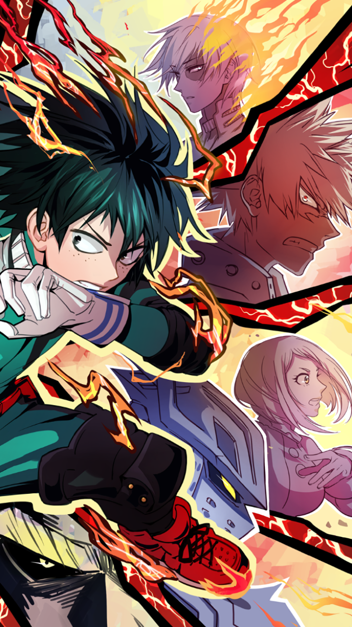 Anime My Hero Academia, Izuku Midoriya, Shoto Todoroki, Katsuki Bakugou, 720x1280, Phone HD Wallpaper
