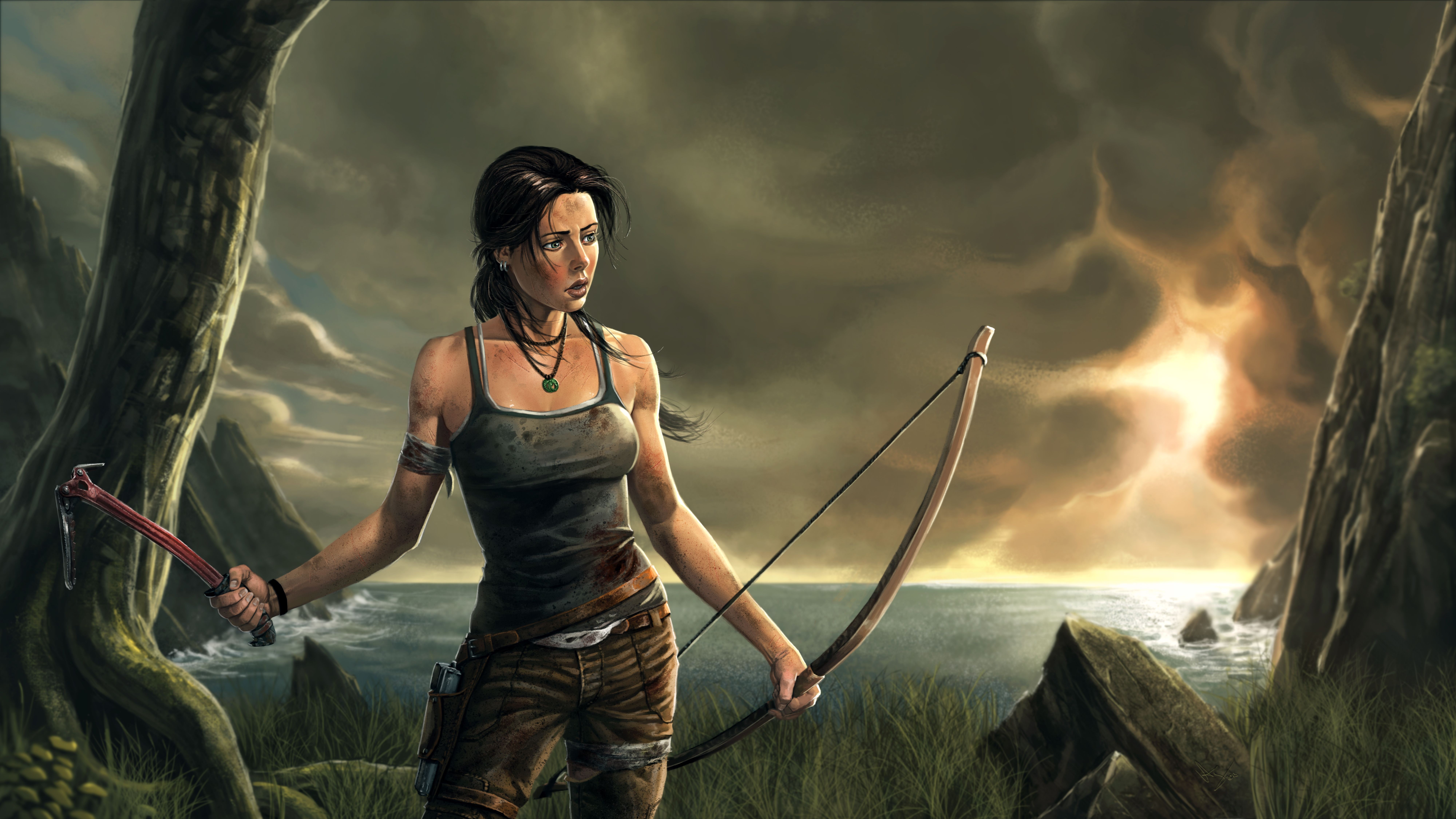 lara croft, tomb raider, artwork, hd, 4k, 5k, 8k, HD Wallpaper