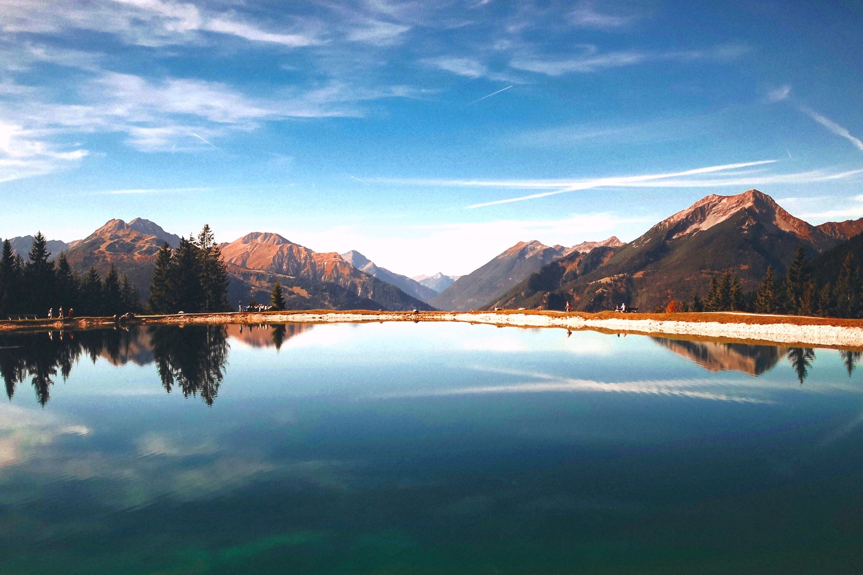 lake, clouds, mountains, forest, landscape, nature, hd, HD Wallpaper