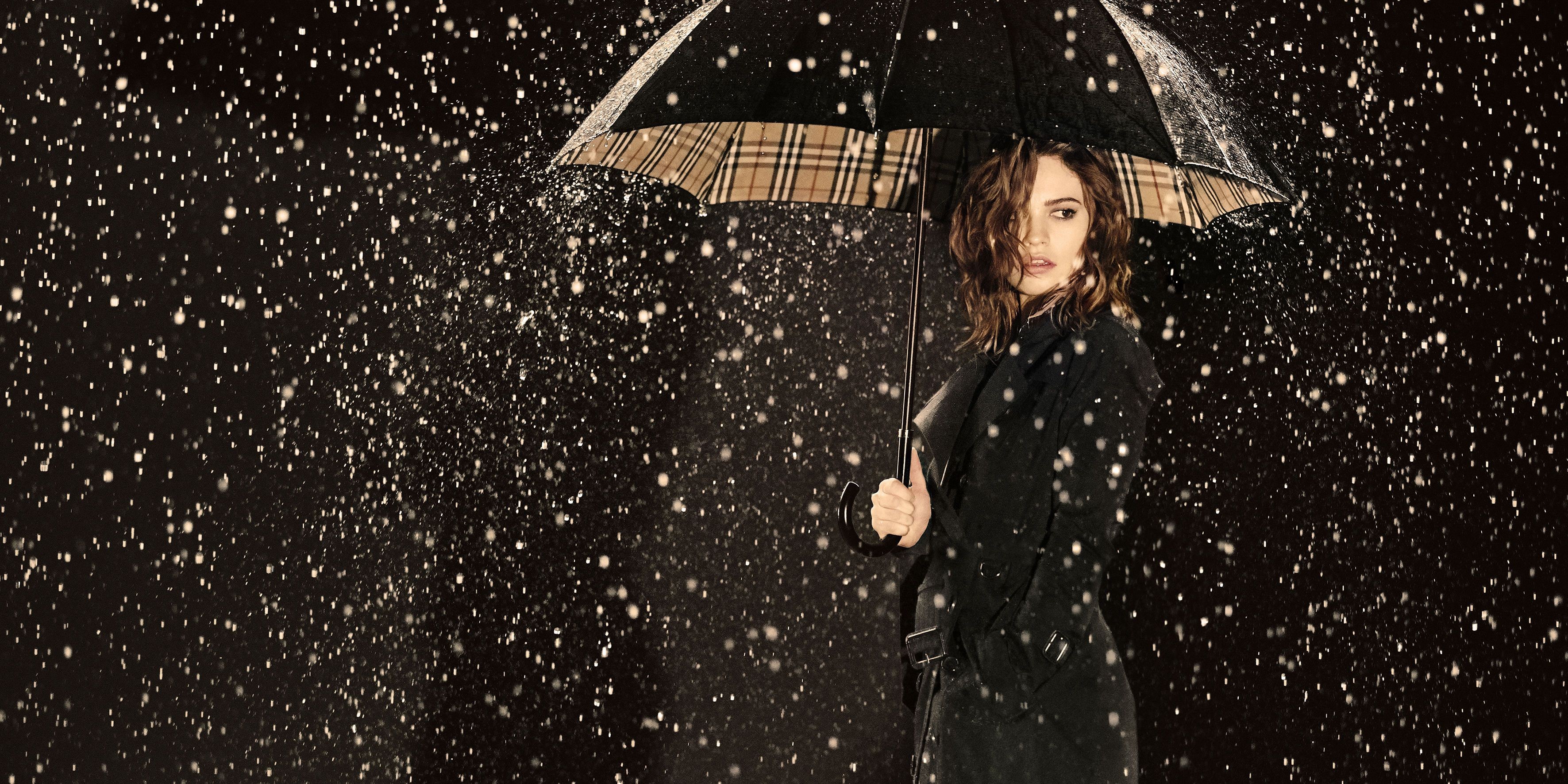 lily james, celebrities, girls, hd, 4k, umbrella, HD Wallpaper