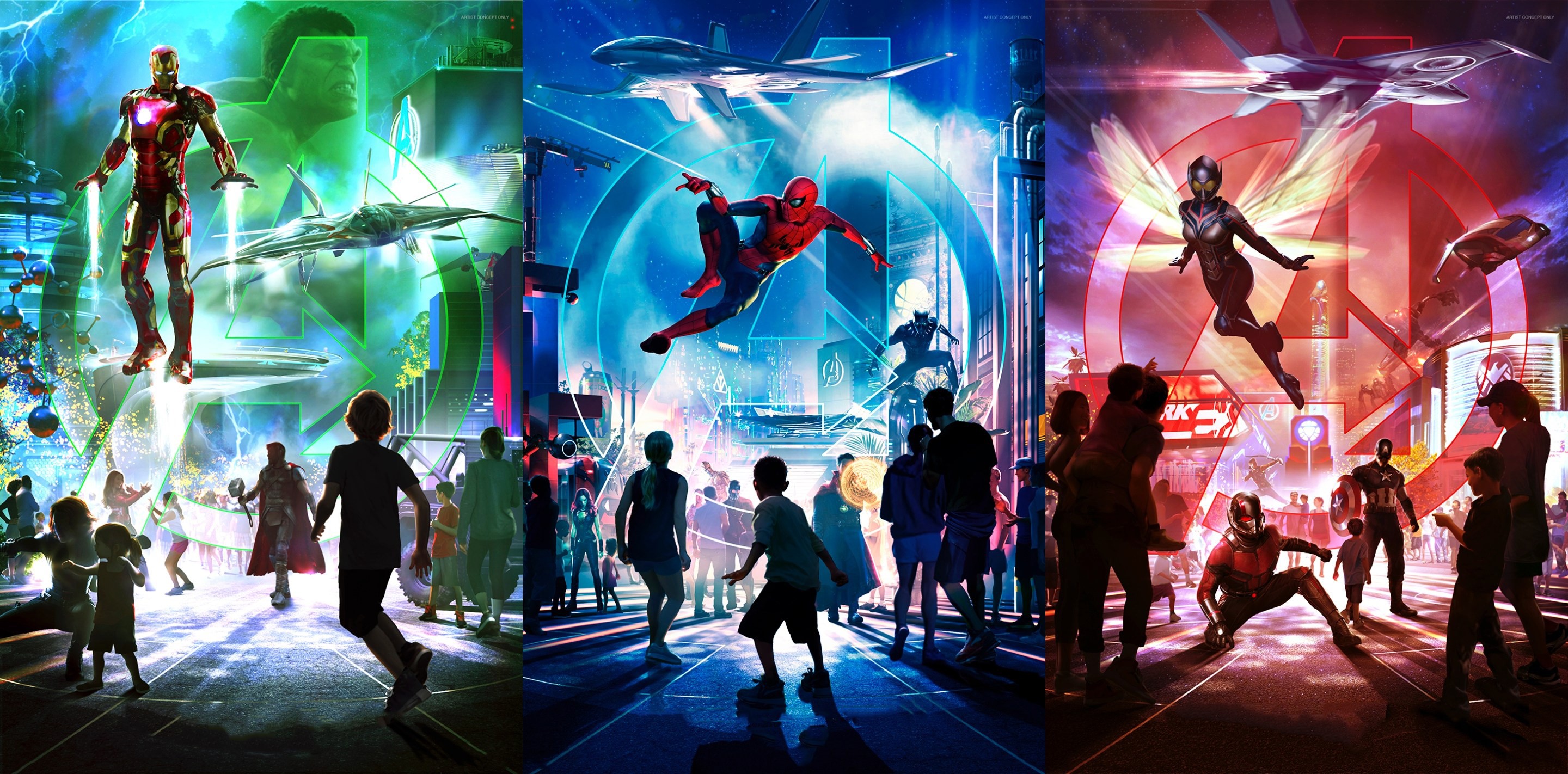 disneyland, iron man, spiderman, black panther, ant man, hd, movies, HD Wallpaper