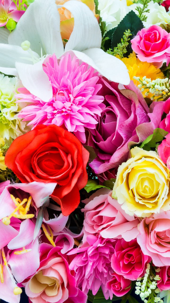 Man Made Flower, Colorful, Colors, Purple Flower, Dahlia, Lily, 720x1280, Phone HD Wallpaper