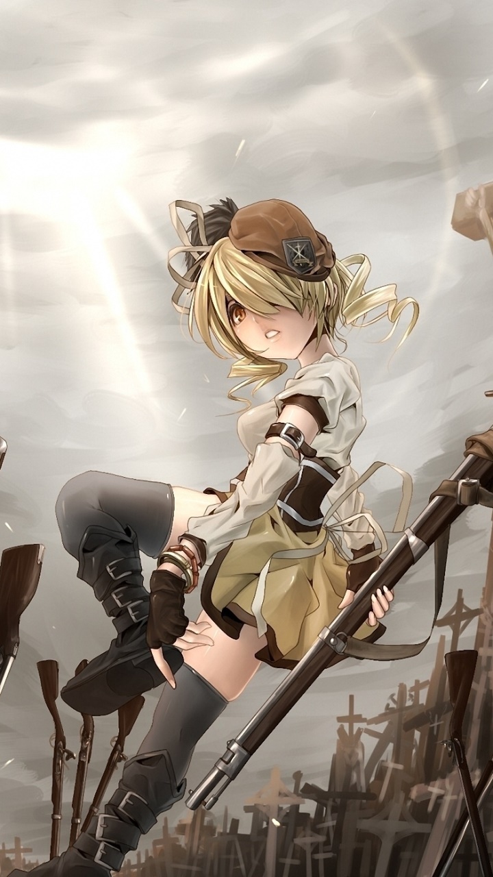 Anime Puella Magi Madoka Magica, Mami Tomoe, Cross, Gun, 720x1280, Phone HD Wallpaper