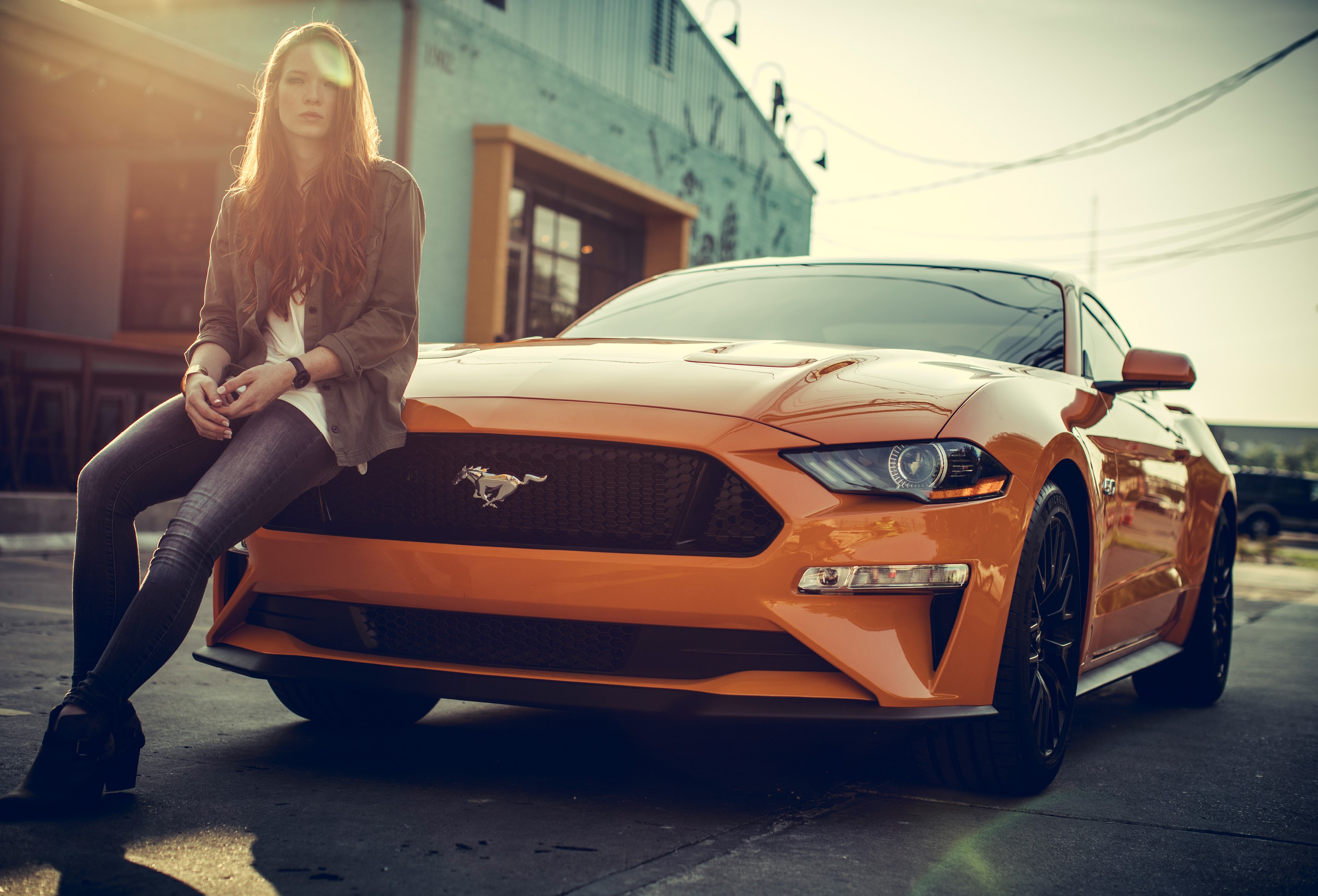 women, cars, photography, hd, 4k, ford mustang, HD Wallpaper