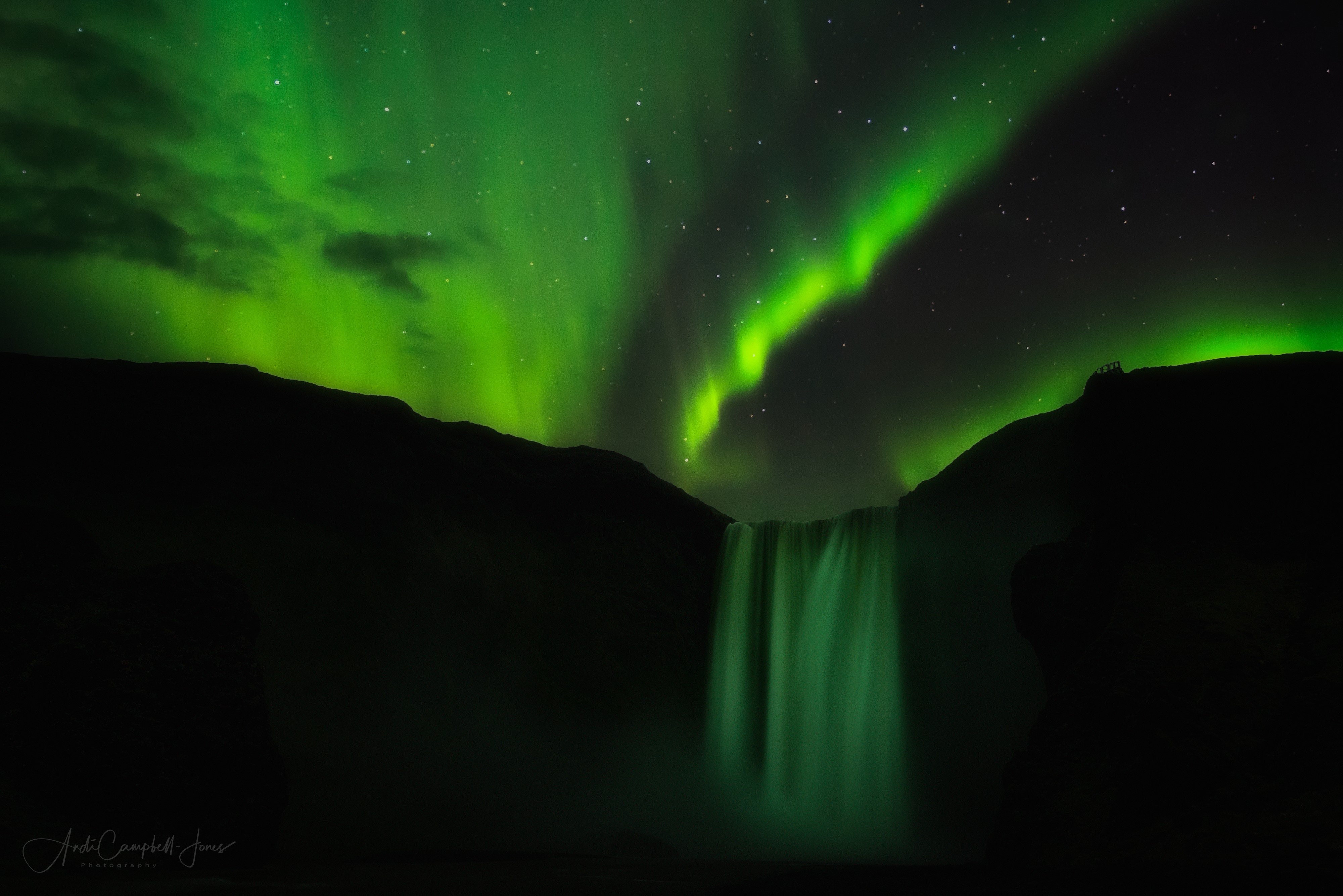 aurora, nature, hd, 4k, waterfall, HD Wallpaper