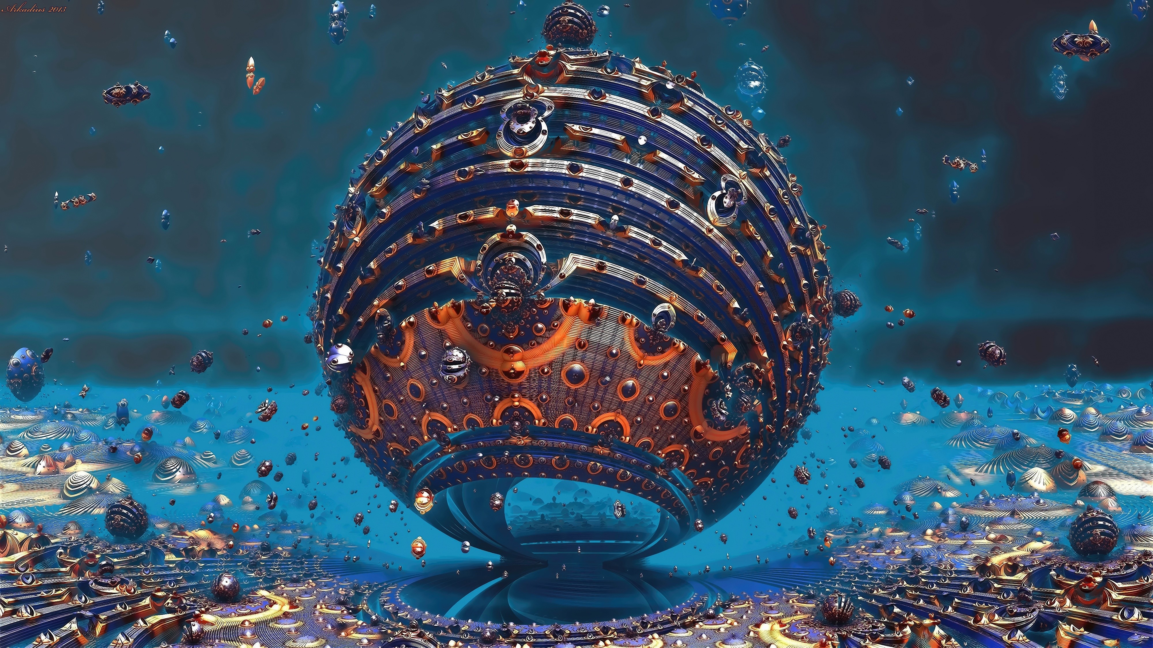 fractal, hd, 4k, sphere, 3d, HD Wallpaper