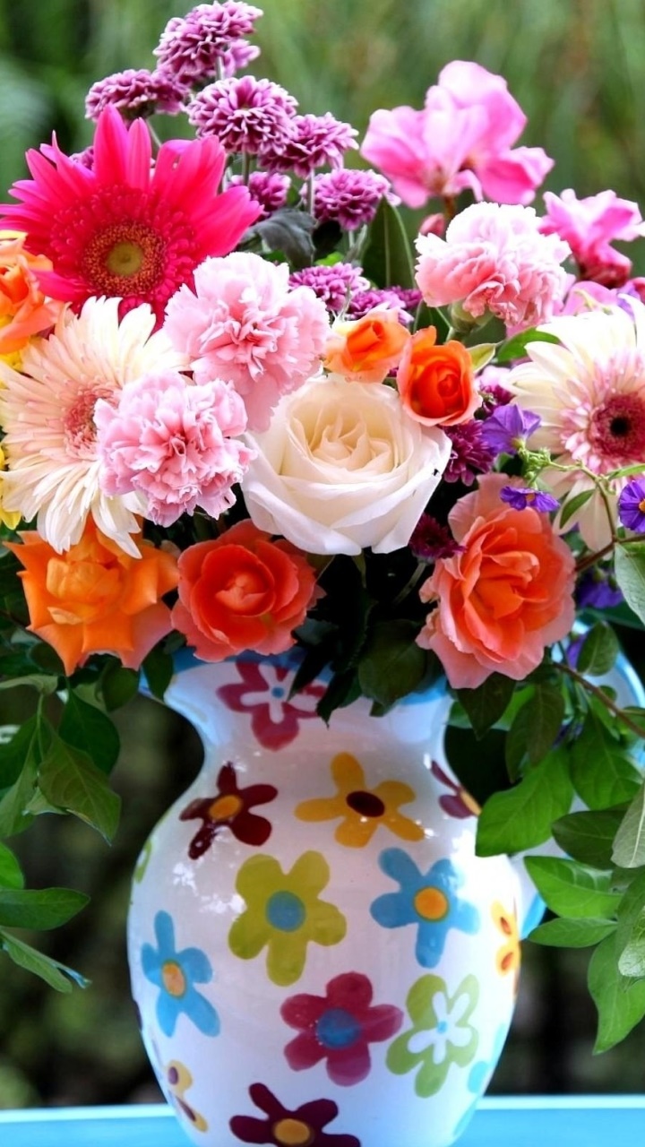 Man Made Flower, Colorful, Vase, Colors, 720x1280, Phone HD Wallpaper