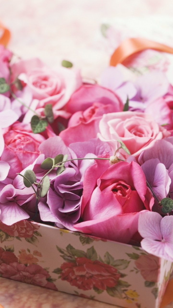 Man Made Flower, Pink Flower, Rose, Box, Vintage, 720x1280, Phone HD Wallpaper