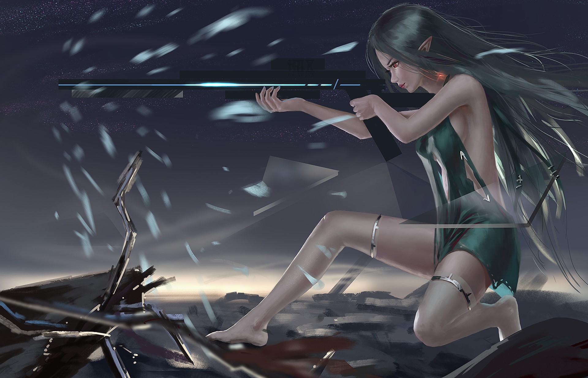 anime girl, anime, artist, hd, artwork, gun, HD Wallpaper