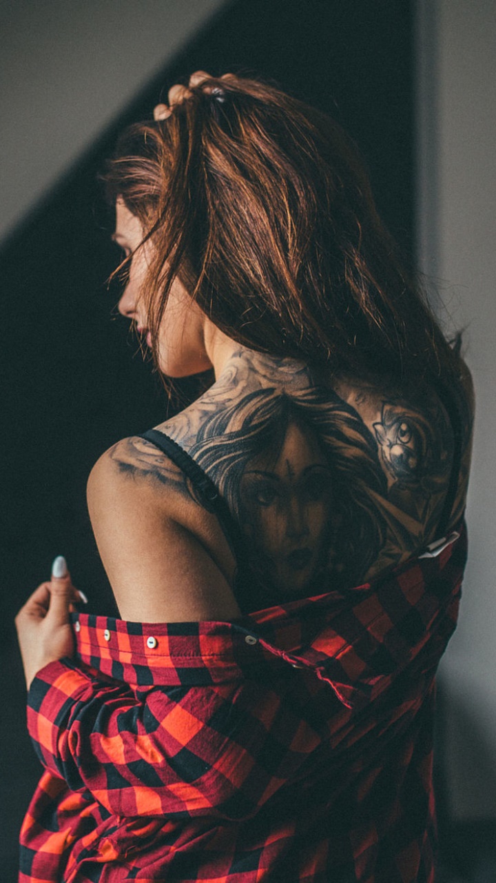 Women Model, Brunette, Tattoo, 720x1280, Phone HD Wallpaper