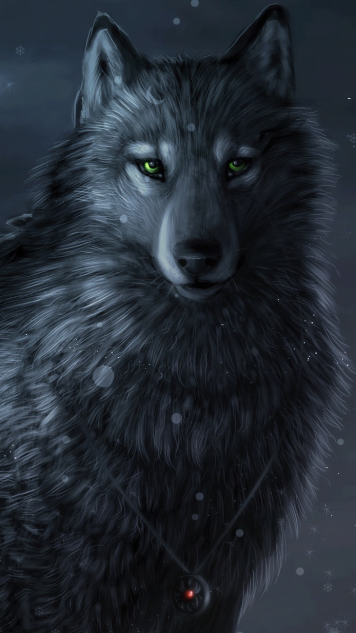 Animal Wolf, Close-up, Moon, Fantasy, 720x1280, Phone HD Wallpaper
