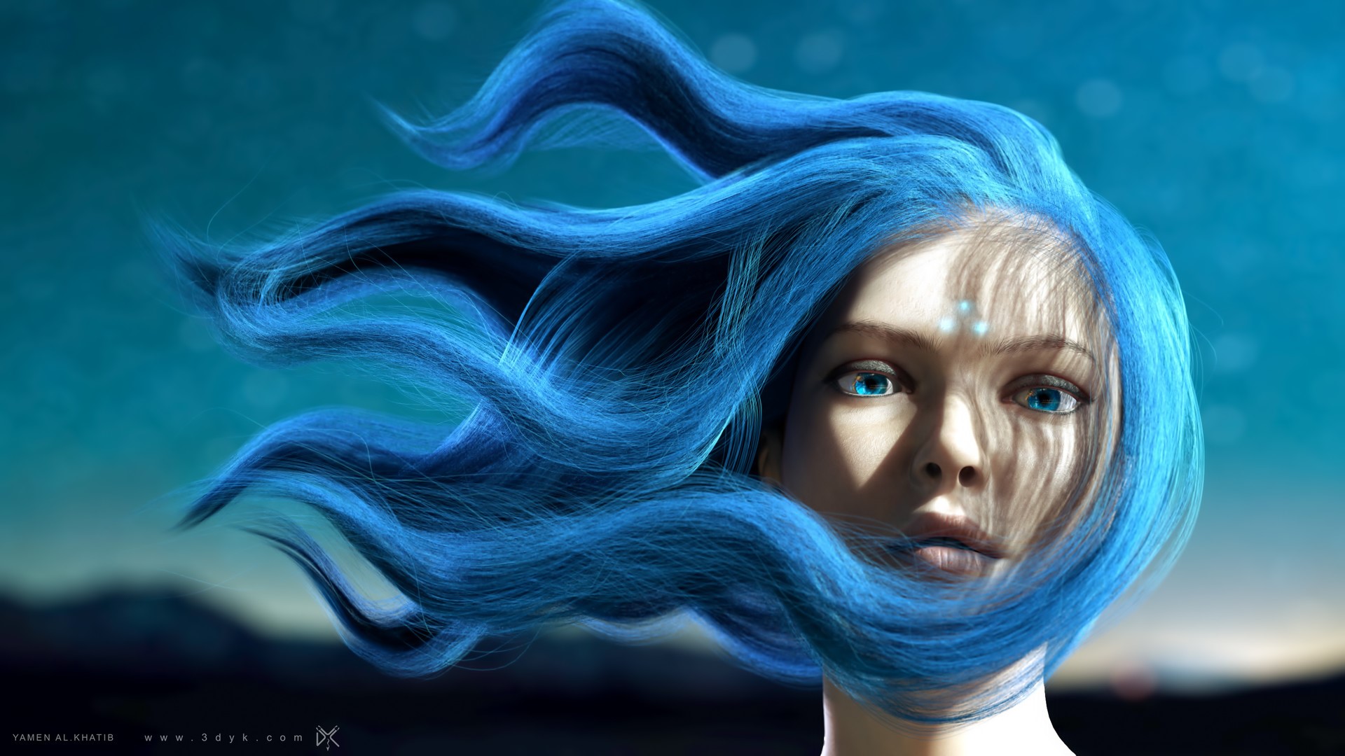 anime girl, anime, artist, artwork, digital art, hd, blue, HD Wallpaper