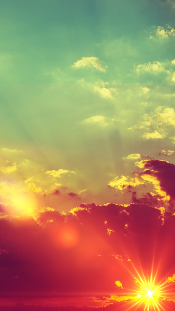 Earth Sunset, Sunbeam, Cloud, Sky, 720x1280, Phone HD Wallpaper