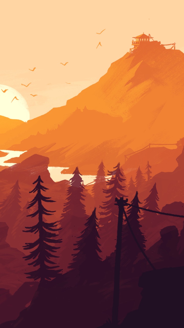 Video Game Firewatch, Sunset, 720x1280, Phone HD Wallpaper