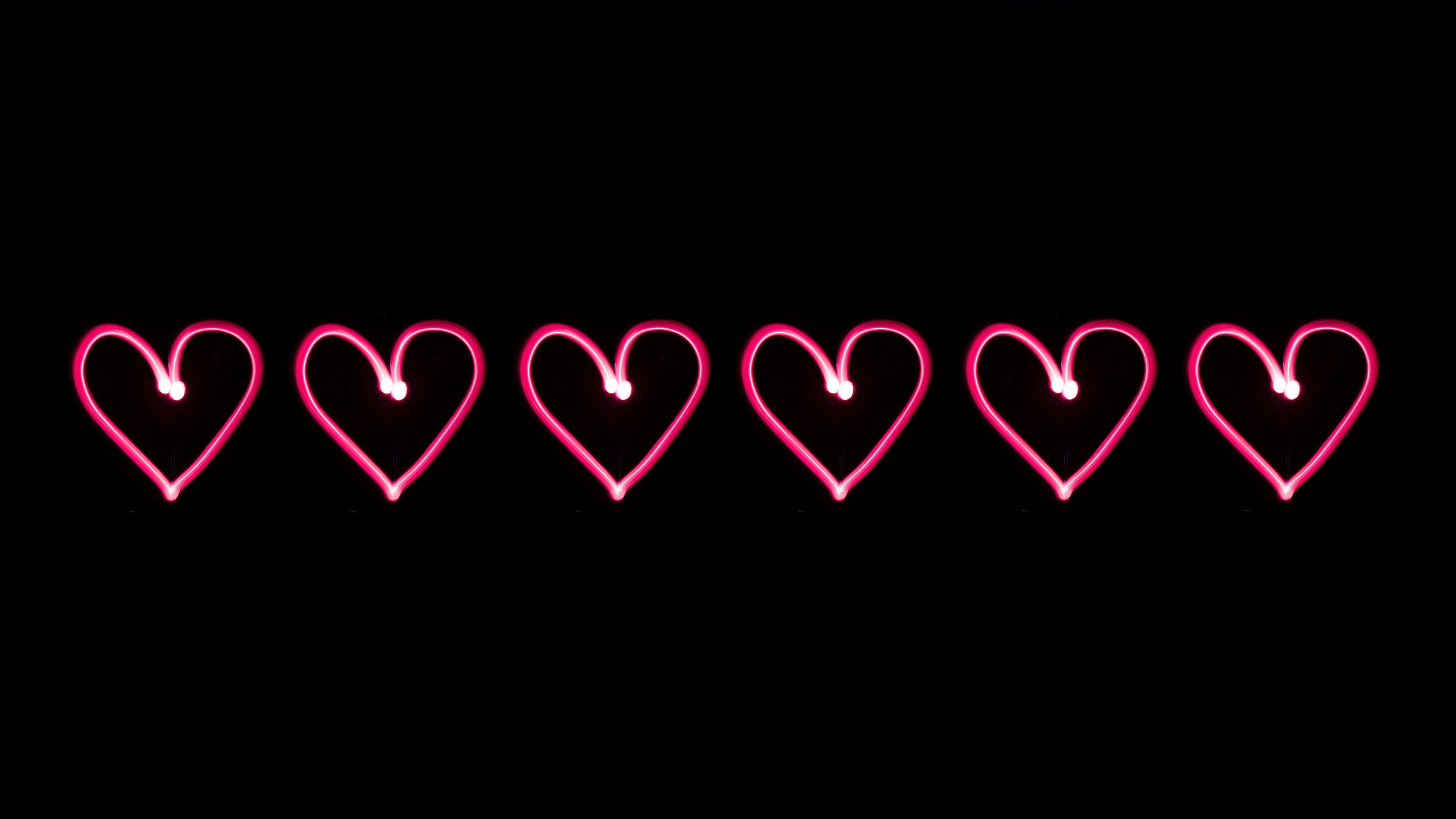 love, hearts, heart, neon, 4k, HD Wallpaper