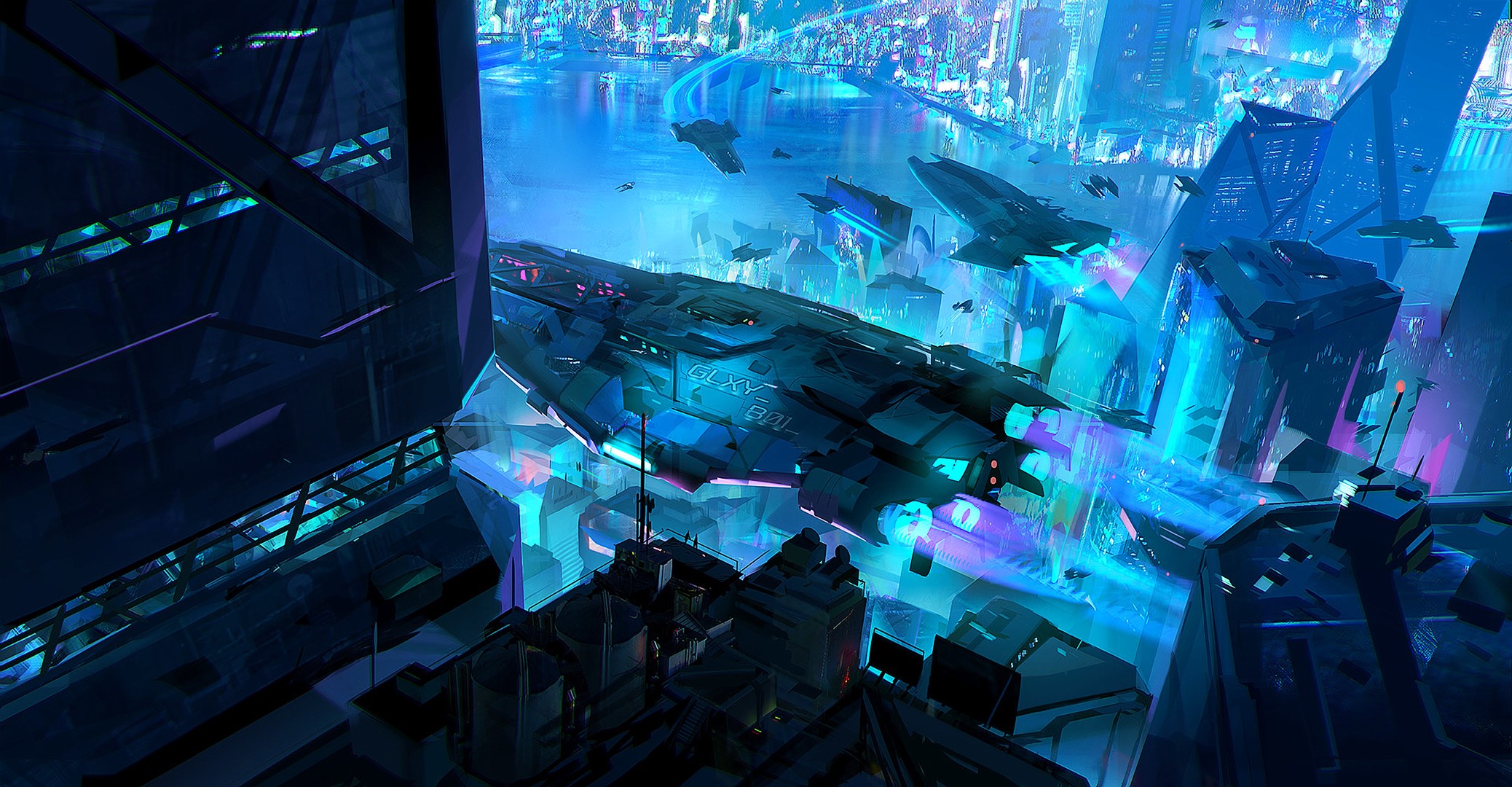 scifi, city, spaceship, artist, artwork, digital art, hd, HD Wallpaper