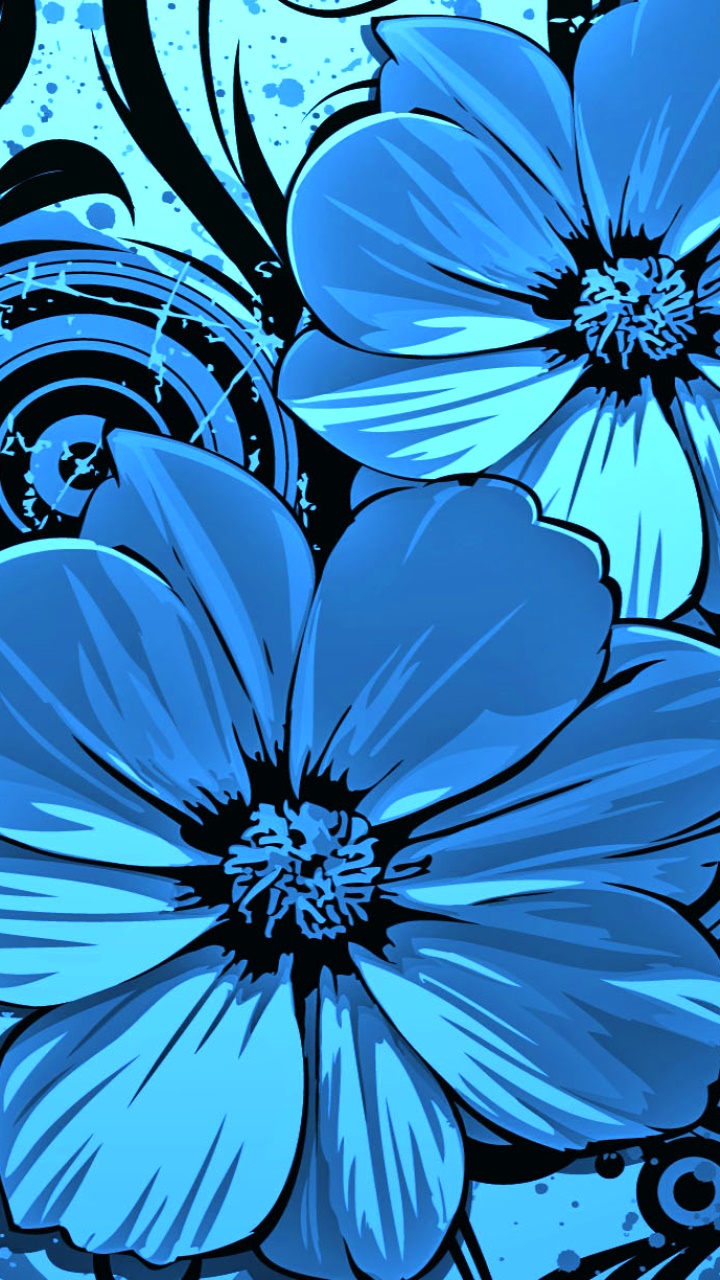 Artistic Flower, Blue, 720x1280, Phone HD Wallpaper
