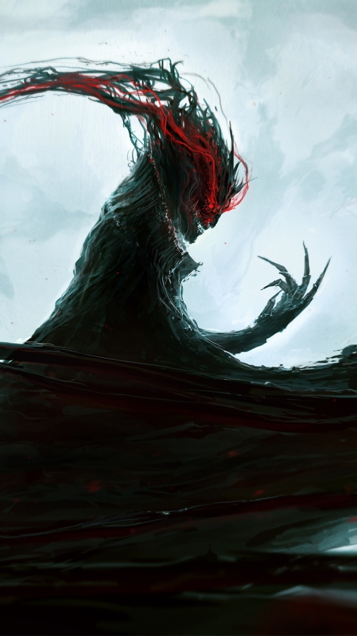 Dark Demon, Blood, Moon, Night, Horror, 720x1280, Phone HD Wallpaper
