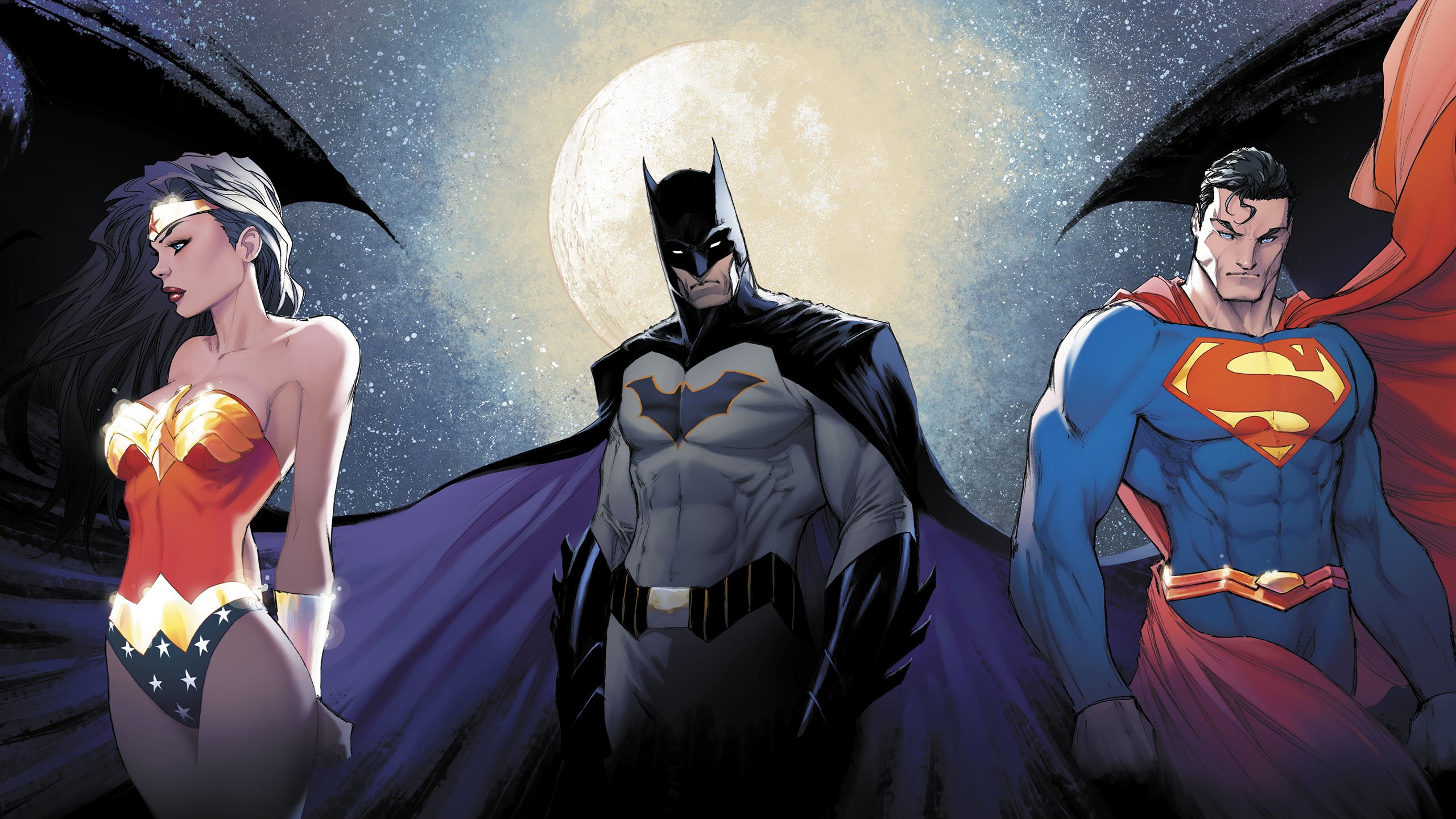 batman, superman, wonder woman, hd, artwork, superheroes, HD Wallpaper