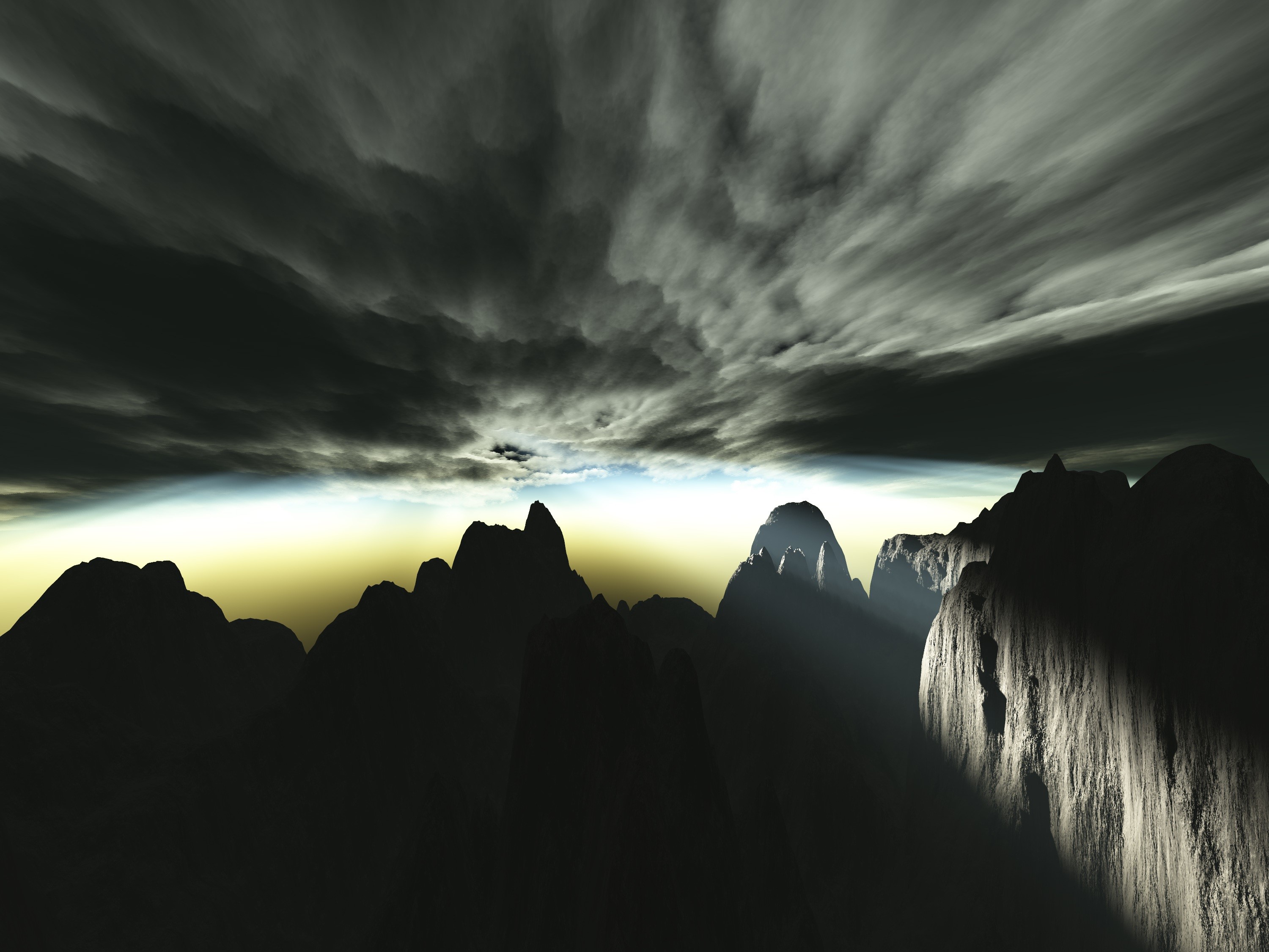 storm, sunbeam, nature, hd, sun, mountains, dark, clouds, HD Wallpaper
