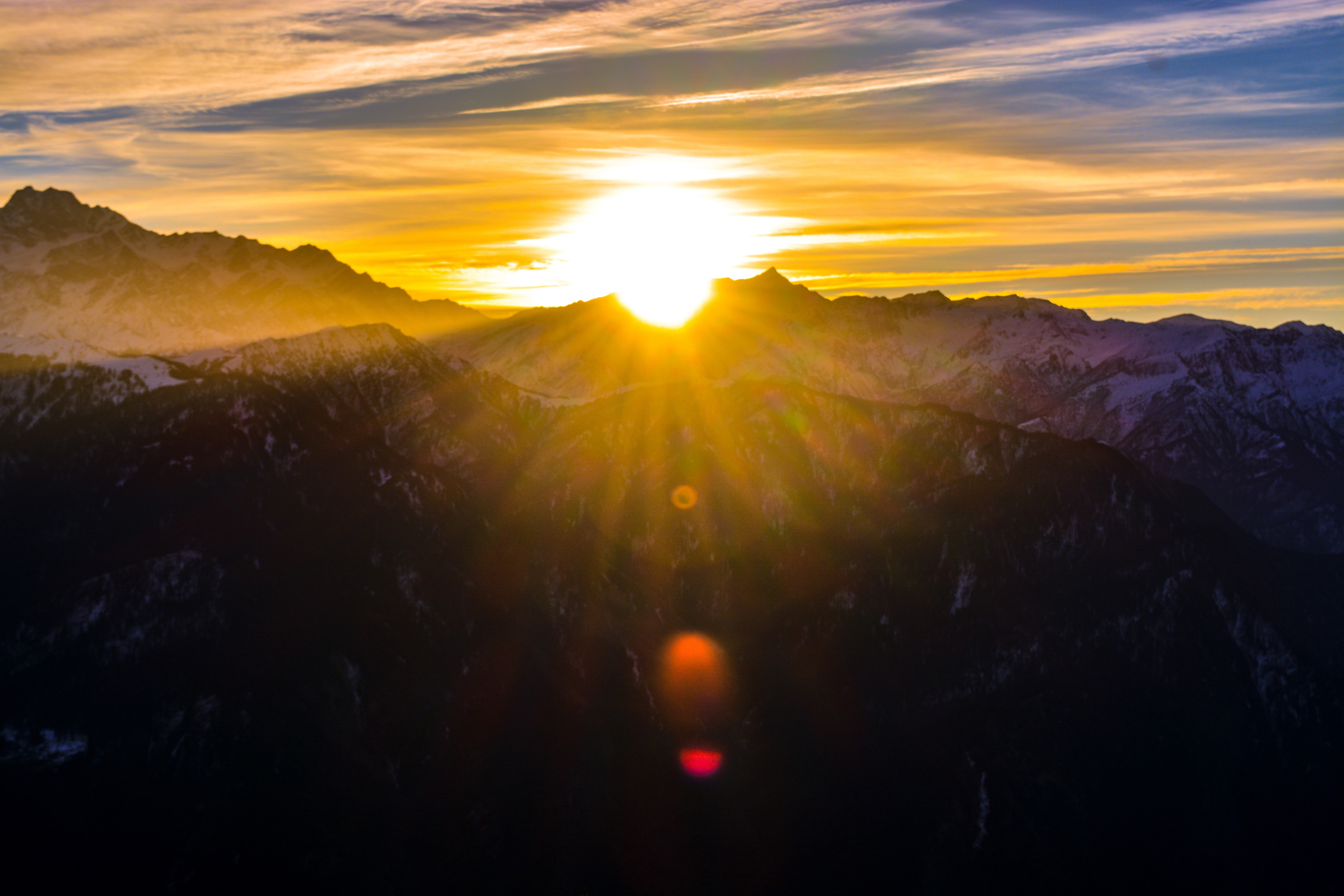 mountains, sunrise, nature, hd, 4k, 5k, silhouette, HD Wallpaper
