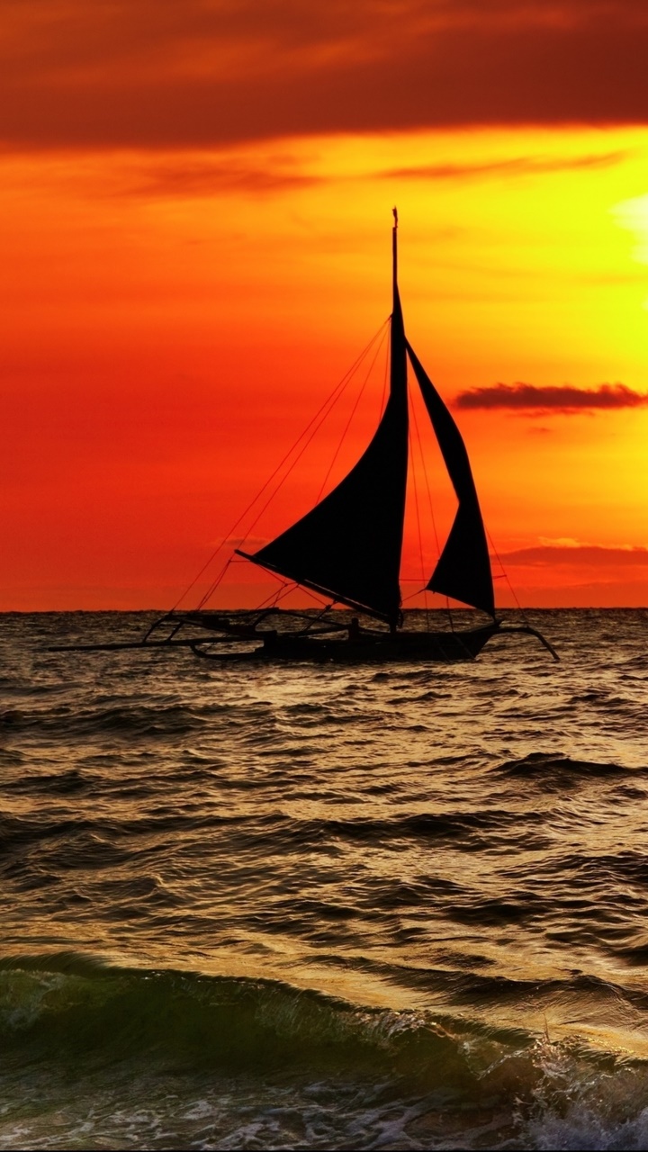 Photography Sunset, Ocean, Landscape, Nature, Boat, Cloud, 720x1280, Phone HD Wallpaper