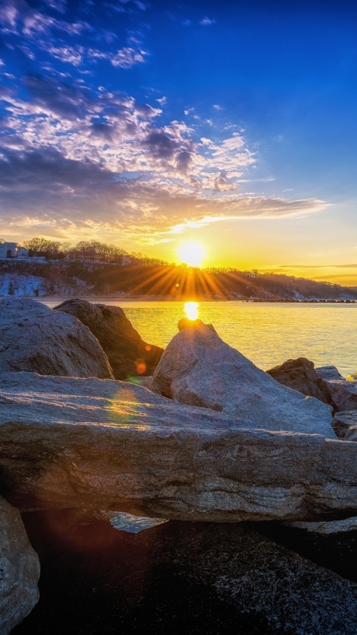 Earth Sunset, Lake, 720x1280, Phone HD Wallpaper