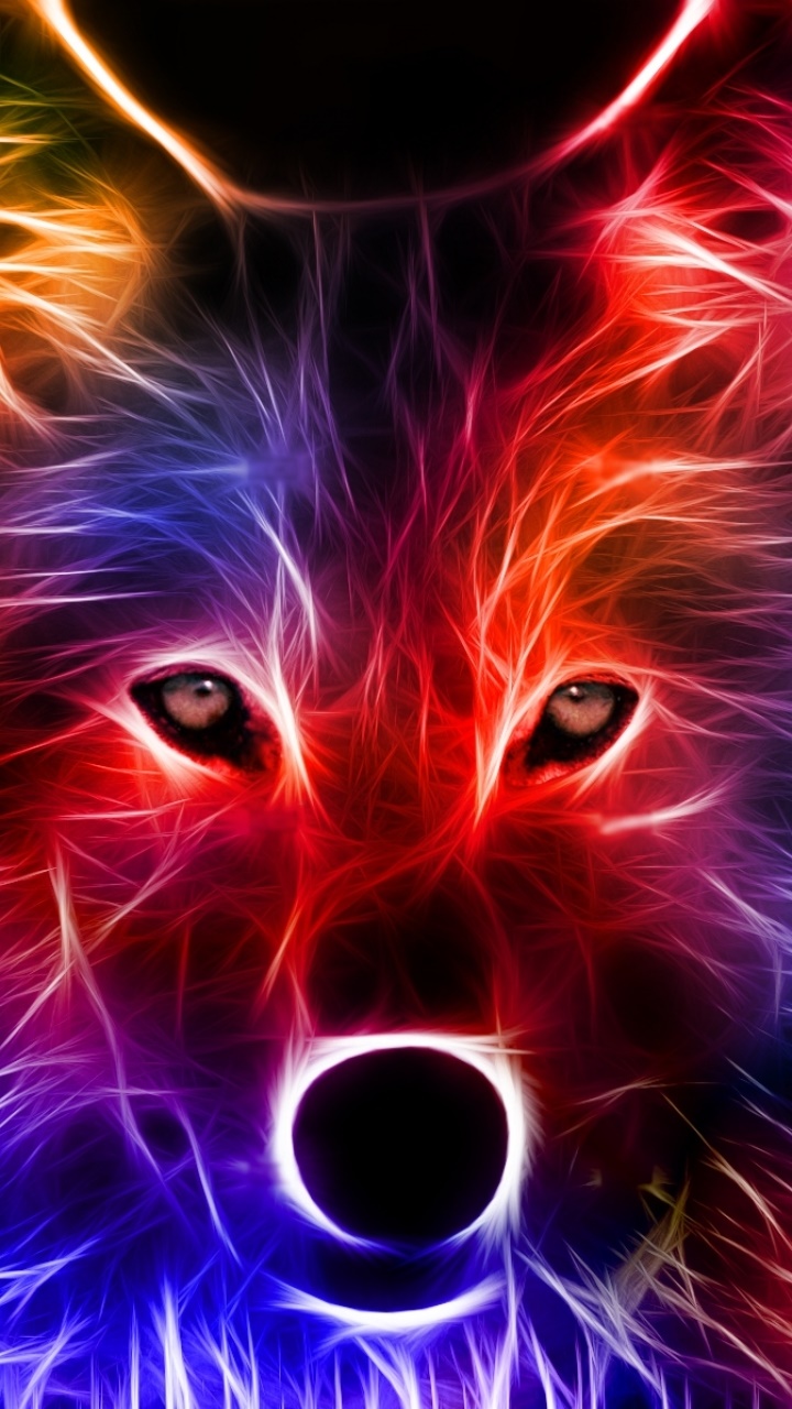 Animal Wolf, Fractal, Colorful, 720x1280, Phone HD Wallpaper