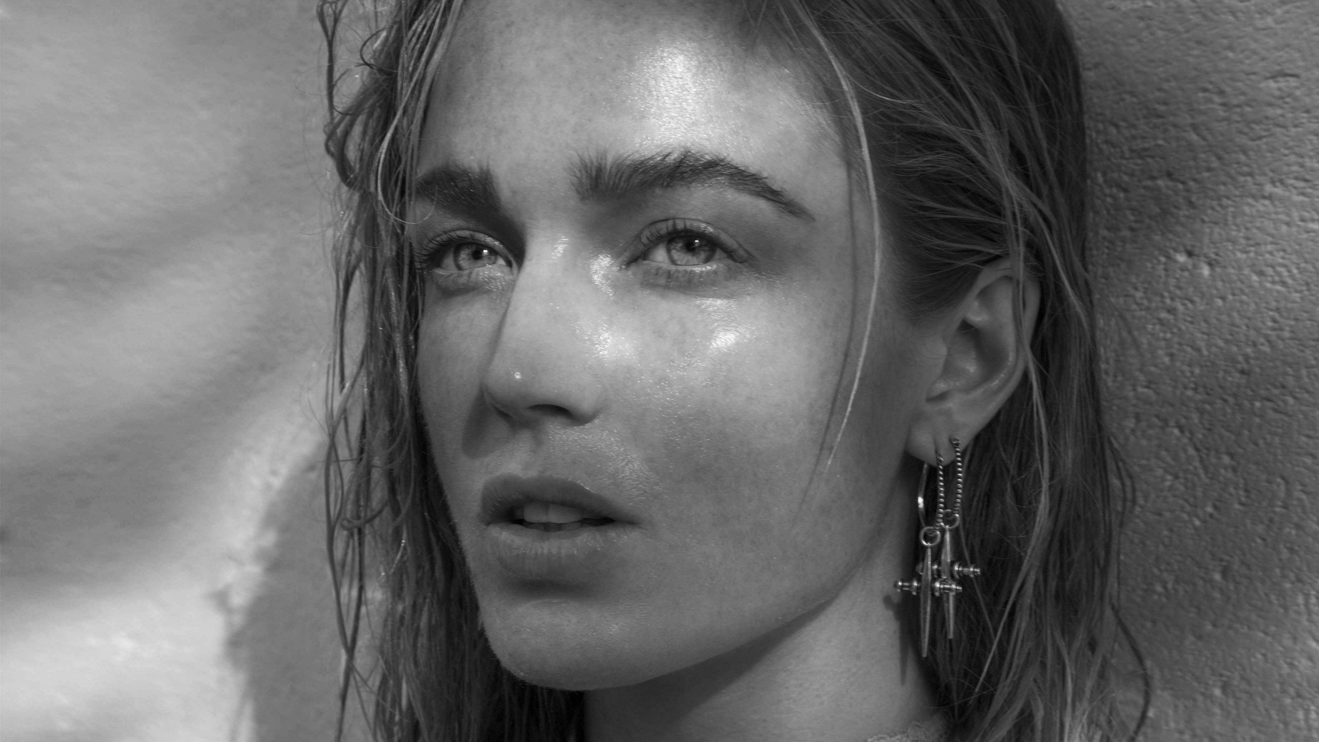 caity lotz, celebrities, girls, hd, 4k, monochrome, black and white, HD Wallpaper