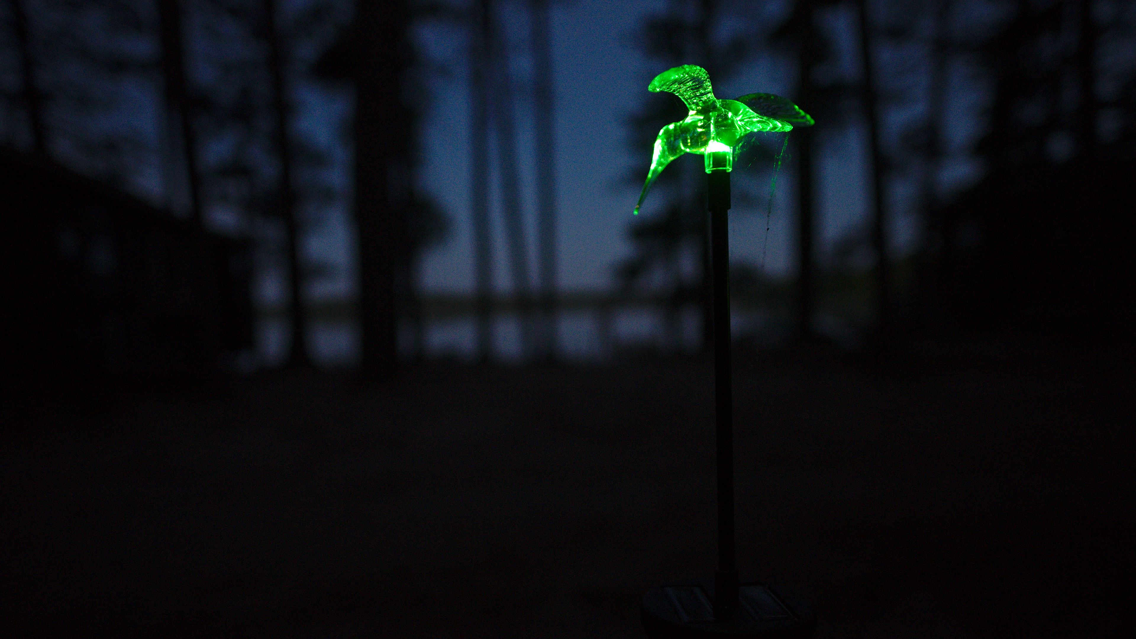 lamp, light, green, dark, night, 4k, HD Wallpaper