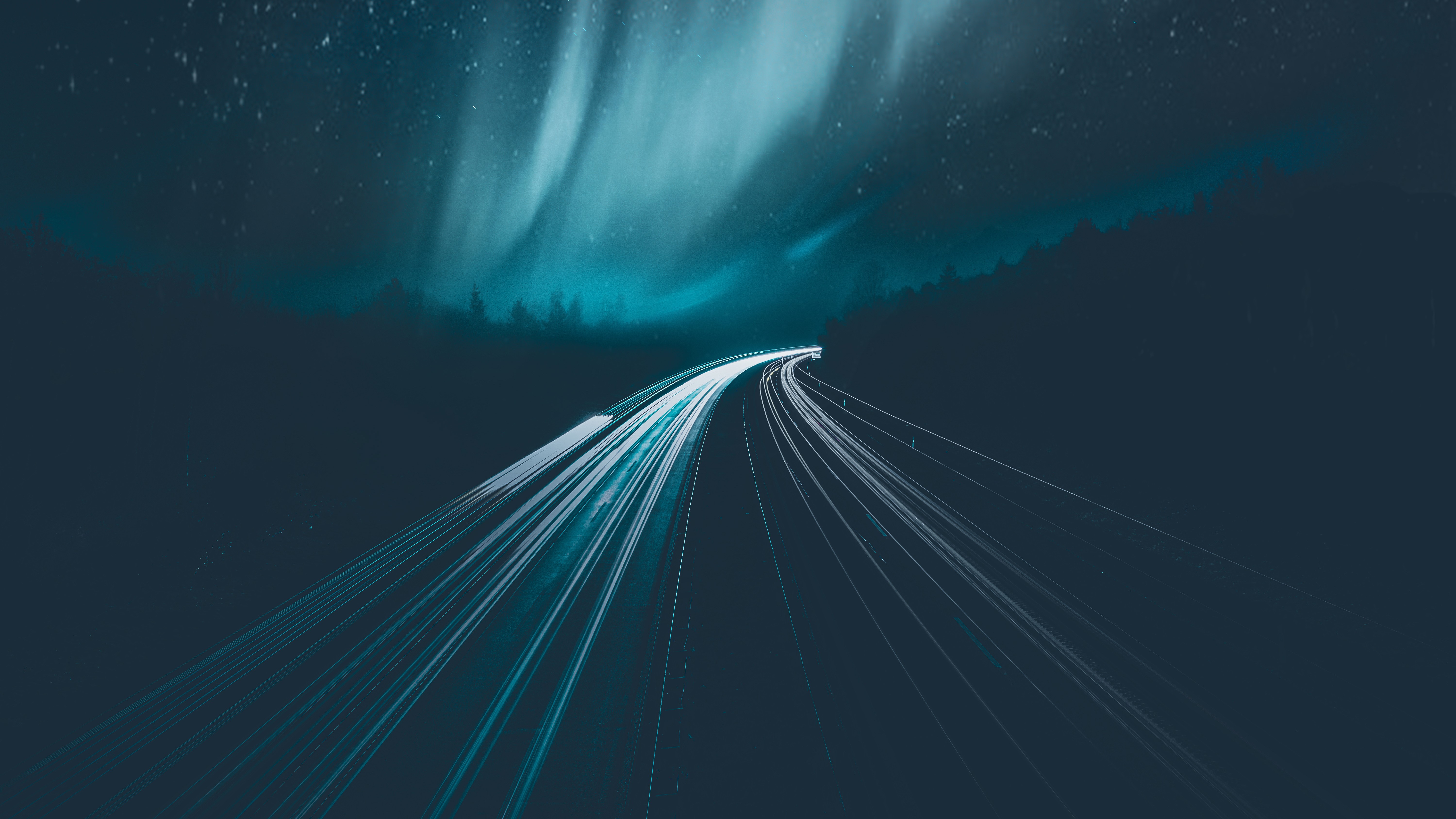 time lapse, road, aurora, nature, hd, 4k, 5k, HD Wallpaper