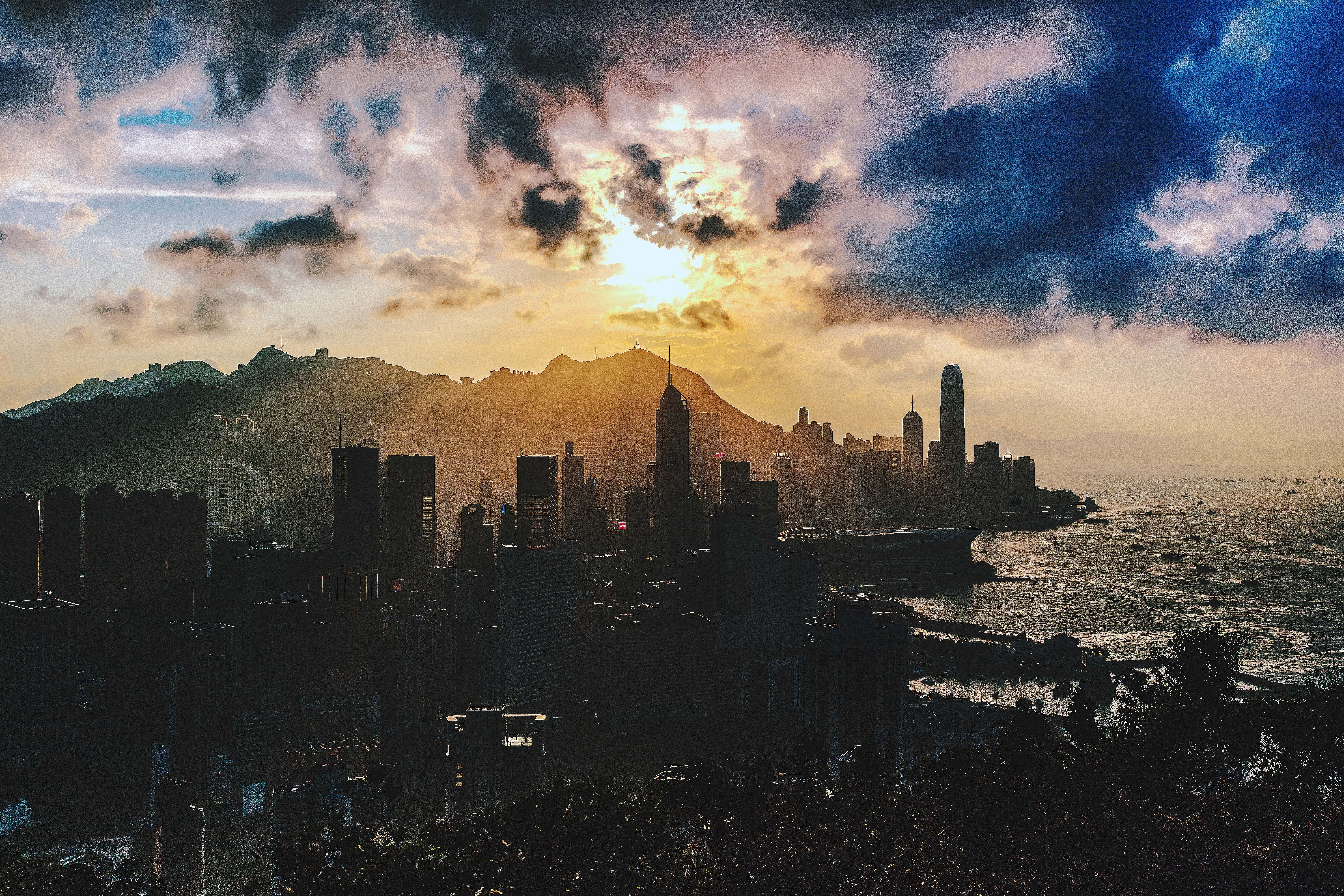 city, buildings, sunset, hd, nature, 4k, 5k, 8k, HD Wallpaper