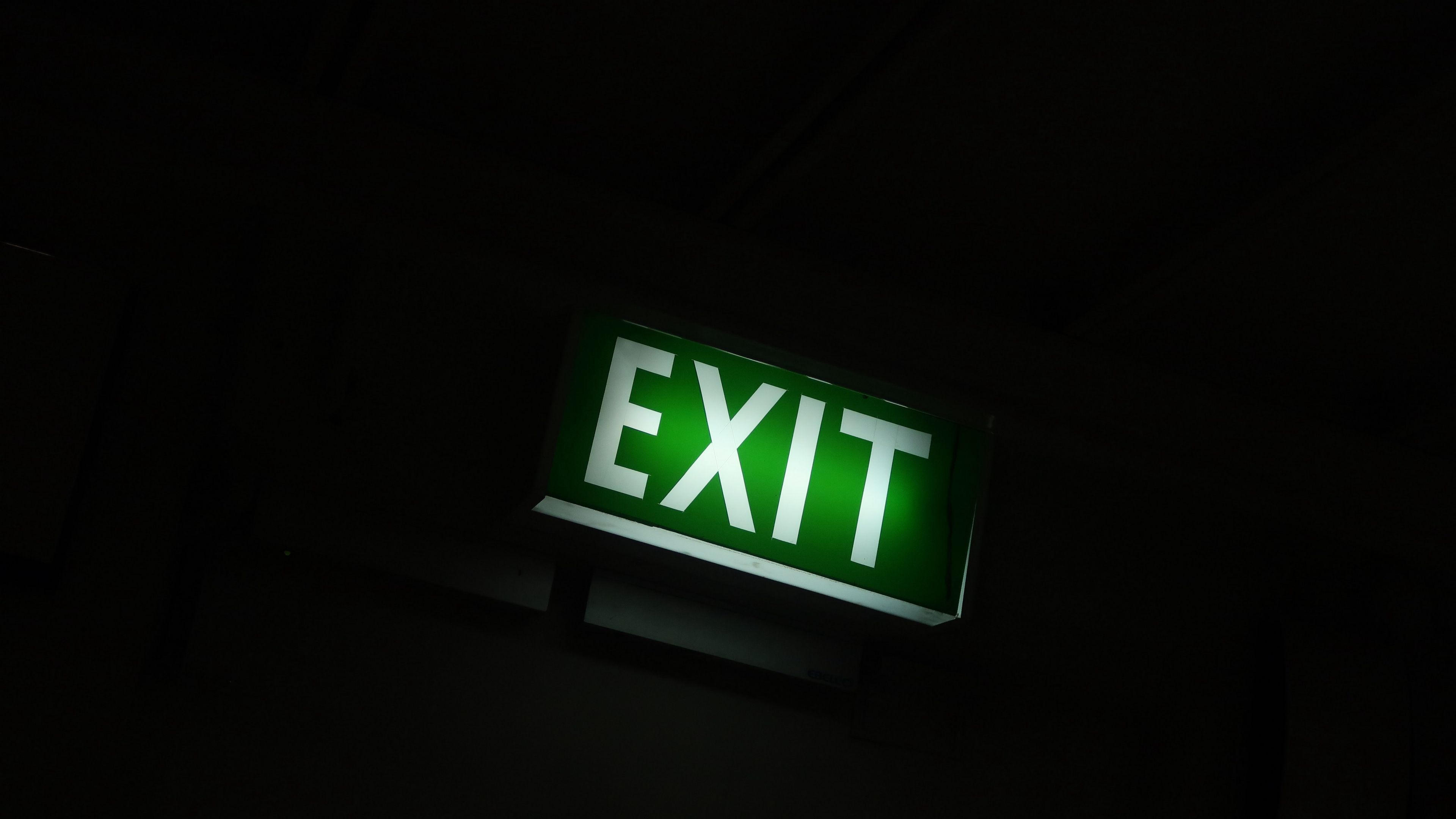 exit, inscription, backlight, dark, 4k, HD Wallpaper
