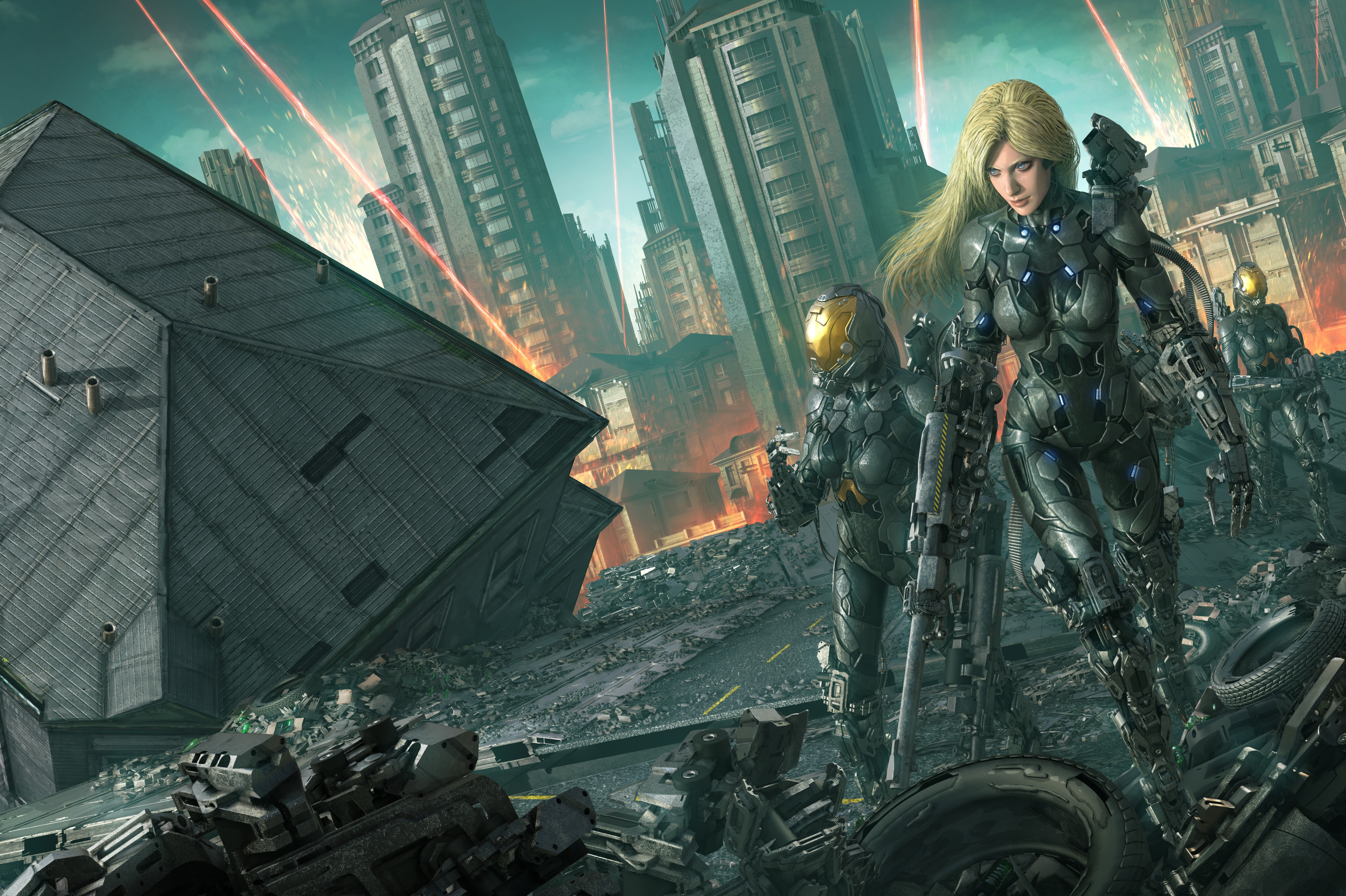 artist, artwork, hd, 4k, 5k, 8k, artstation, cyborg, skyscraper, HD Wallpaper