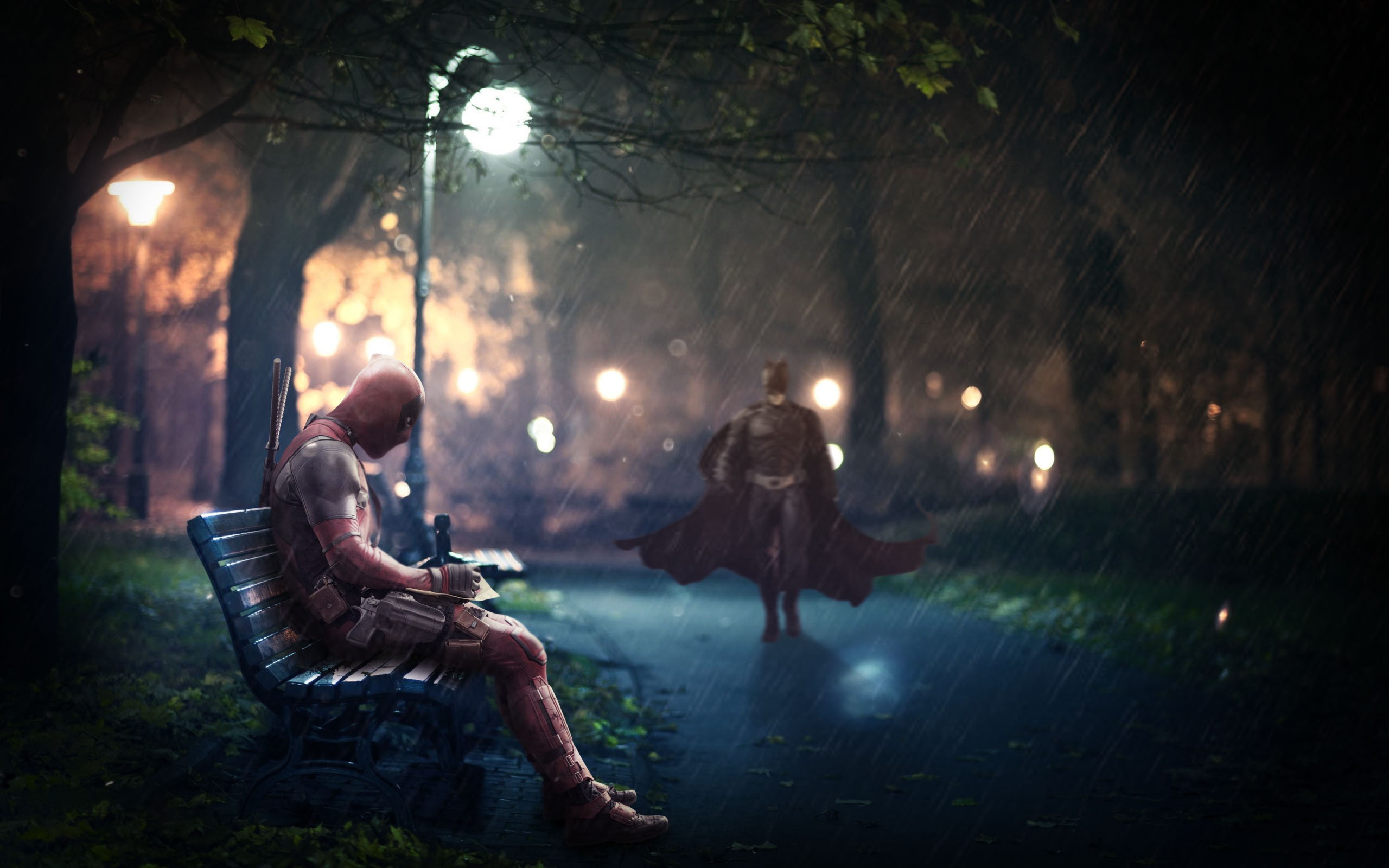 deadpool, batman, superheroes, hd, artist, deviantart, HD Wallpaper